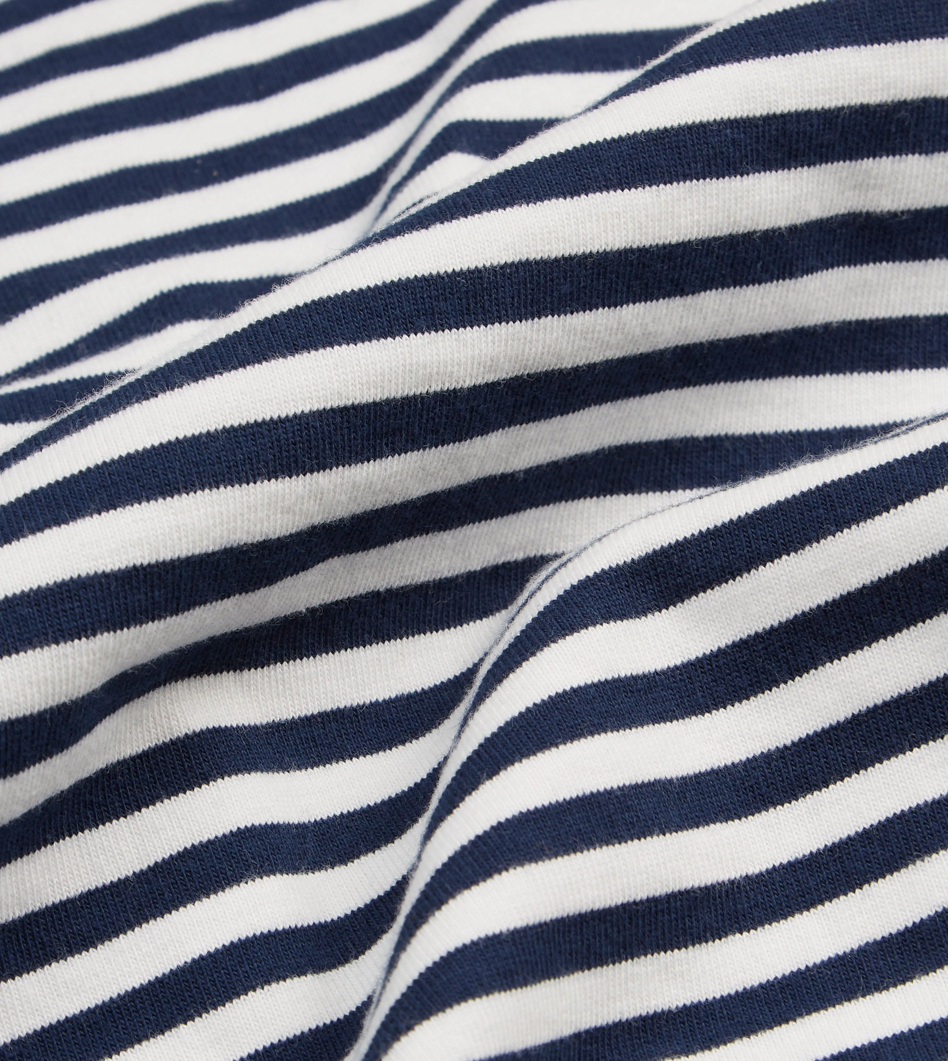 Navy and Ecru Stripe Knitted Jersey Cotton Long-Sleeve Polo Shirt sold by Drake's London product image thumbnail 2