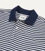 Navy and Ecru Stripe Knitted Jersey Cotton Long-Sleeve Polo Shirt sold by Drake's London