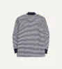 Navy and Ecru Stripe Knitted Jersey Cotton Long-Sleeve Polo Shirt sold by Drake's London