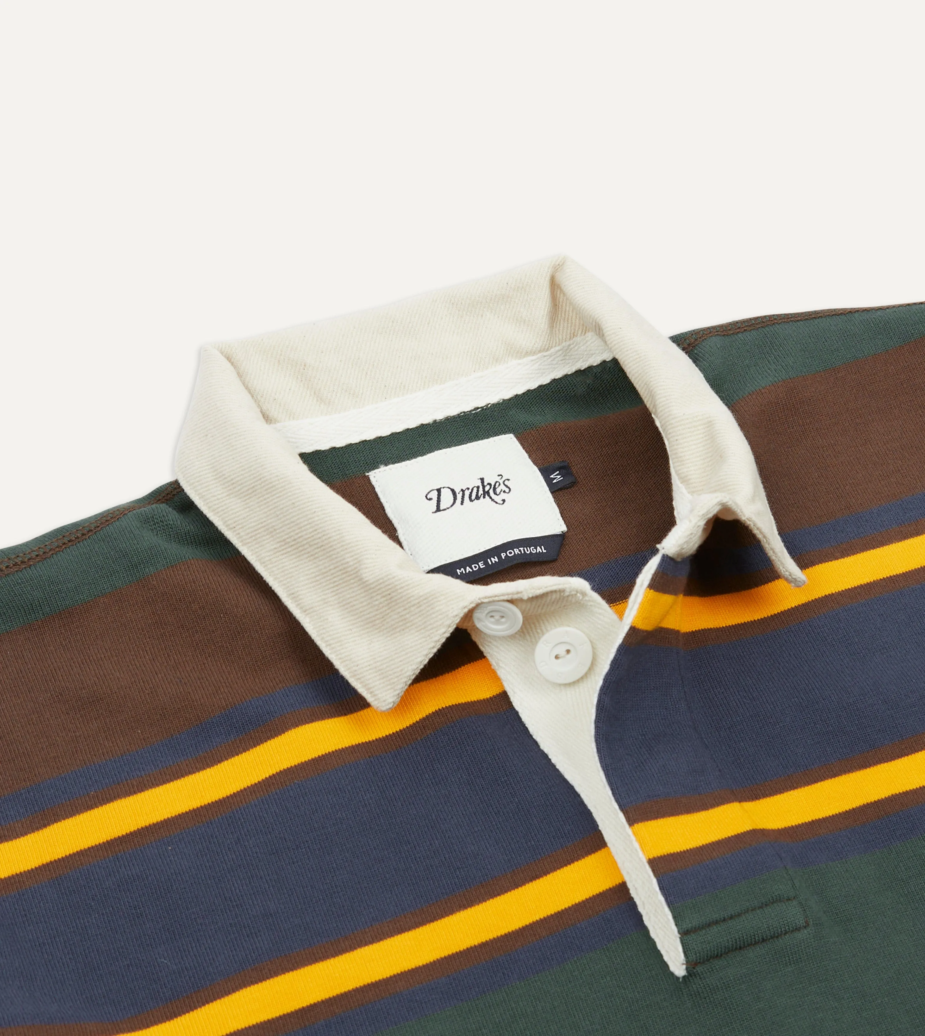 Green, Navy and Gold Stripe Cotton Rugby Shirt sold by Drake's London product image thumbnail 4