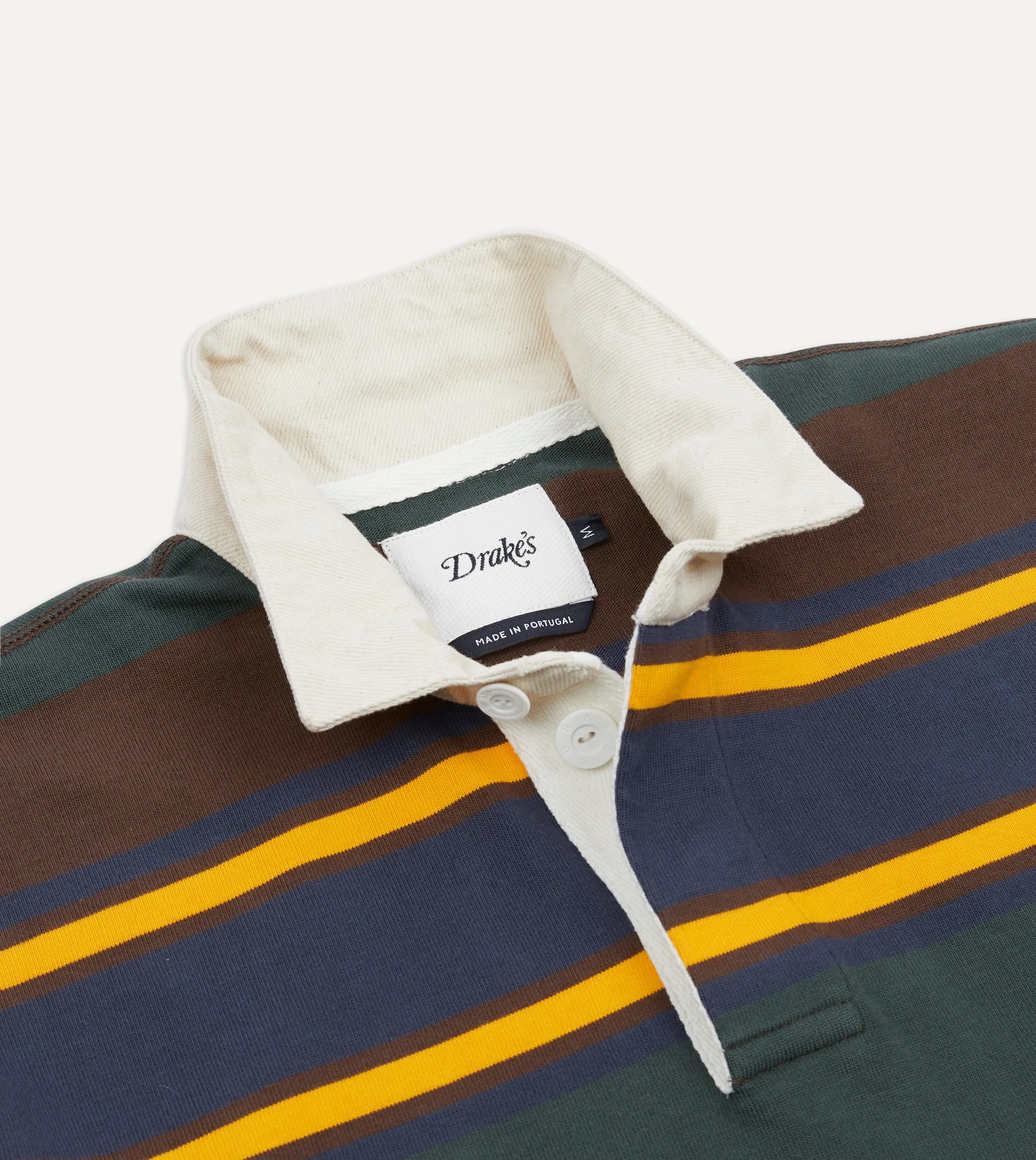 Green, Navy and Gold Stripe Cotton Rugby Shirt sold by Drake's London product image thumbnail 5