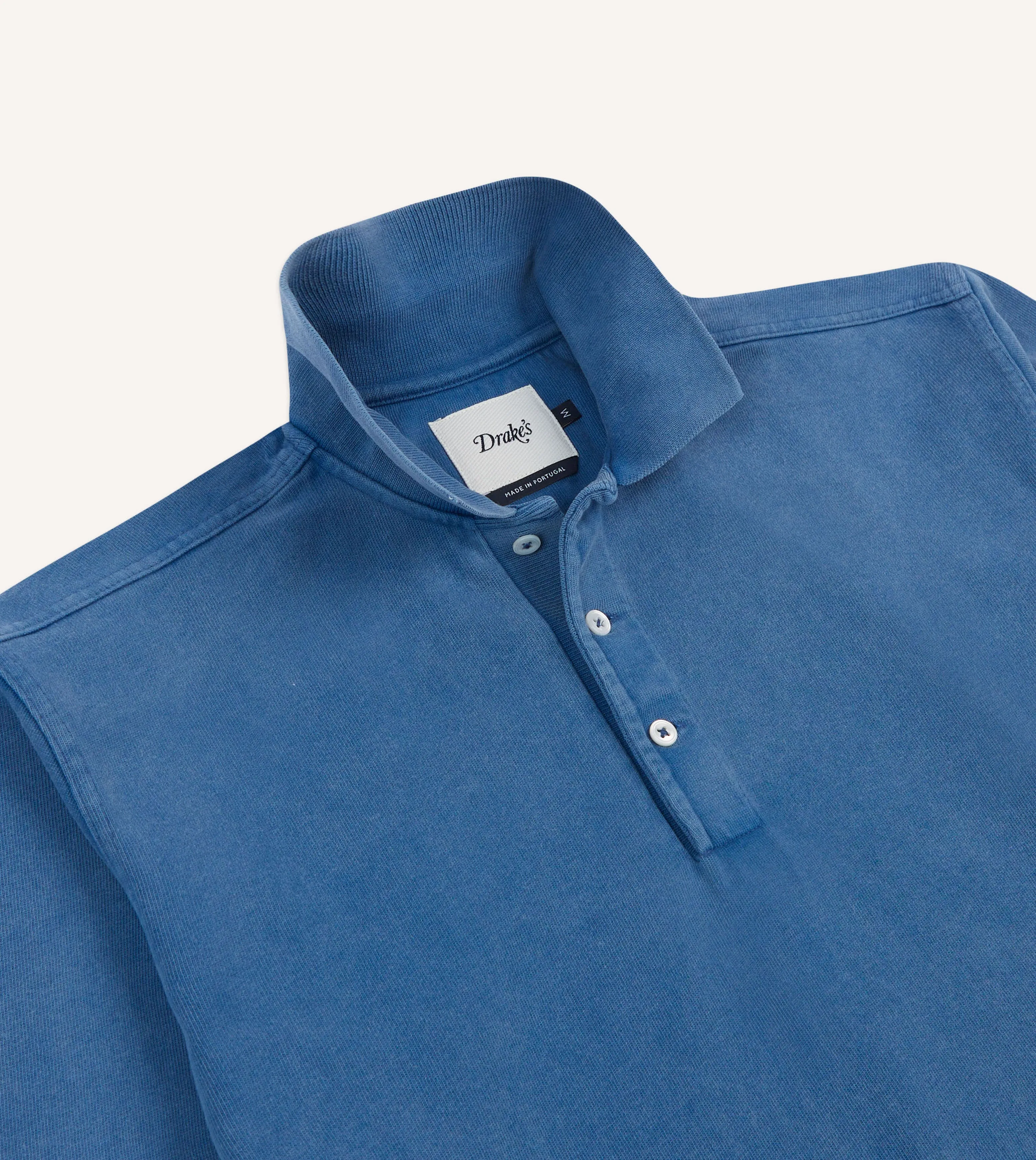Indigo Cotton Jersey Long-Sleeve Polo Shirt sold by Drake's London product image thumbnail 4