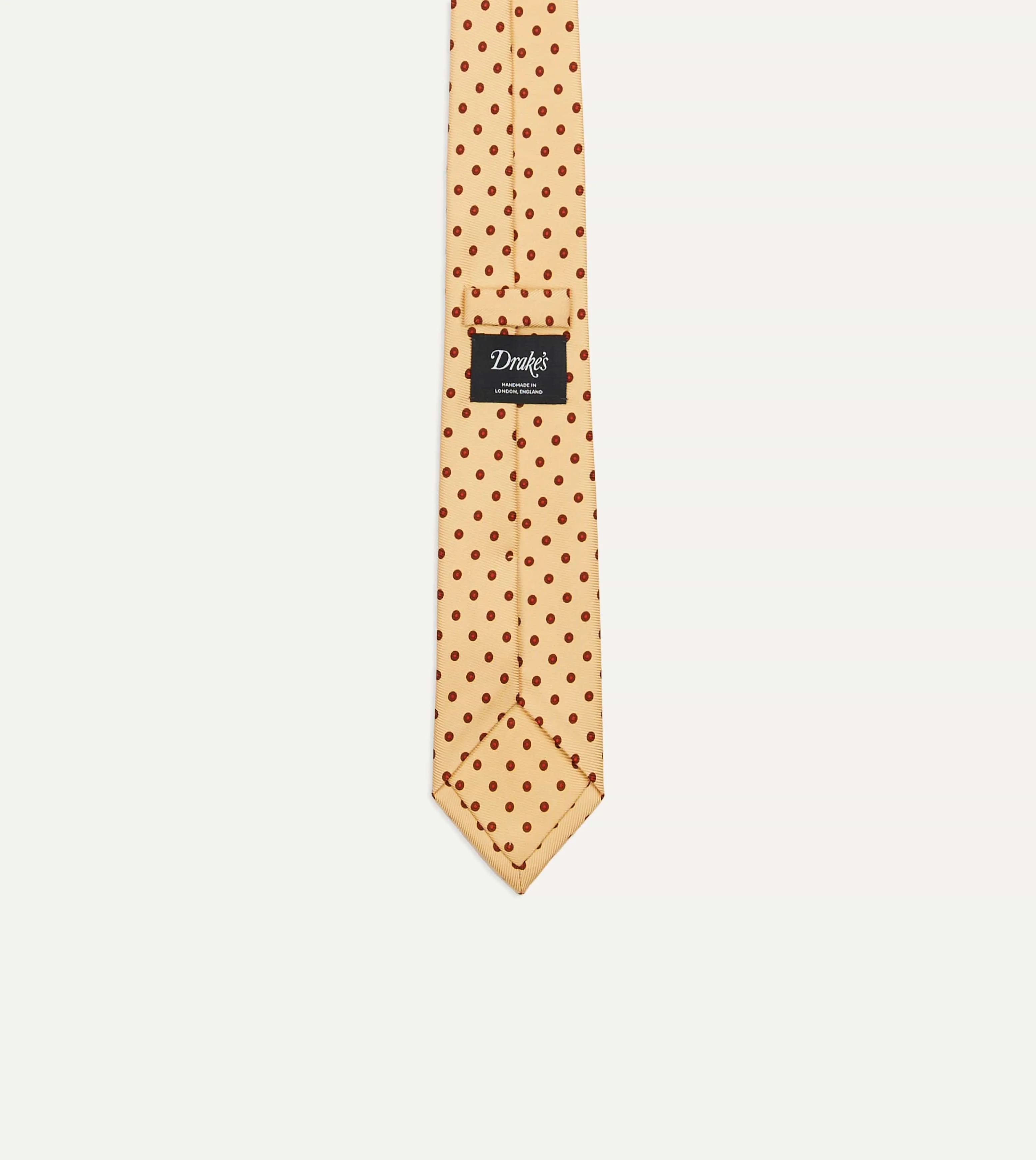 Gold Circular Dot Silk Self Tipped Tie sold by Drake's London product image thumbnail 3