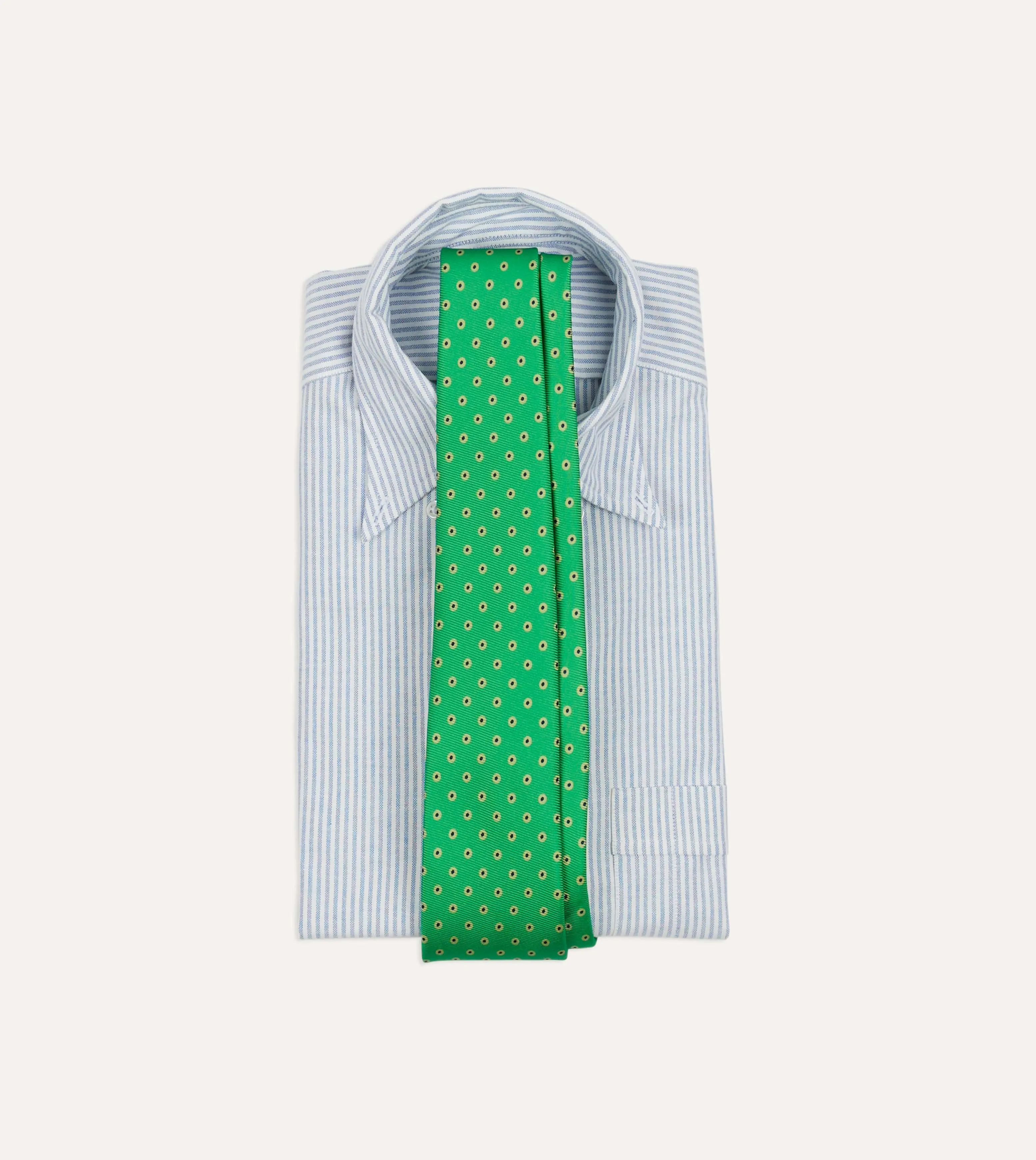 Green Circular Dot Silk Self Tipped Tie sold by Drake's London product image thumbnail 2