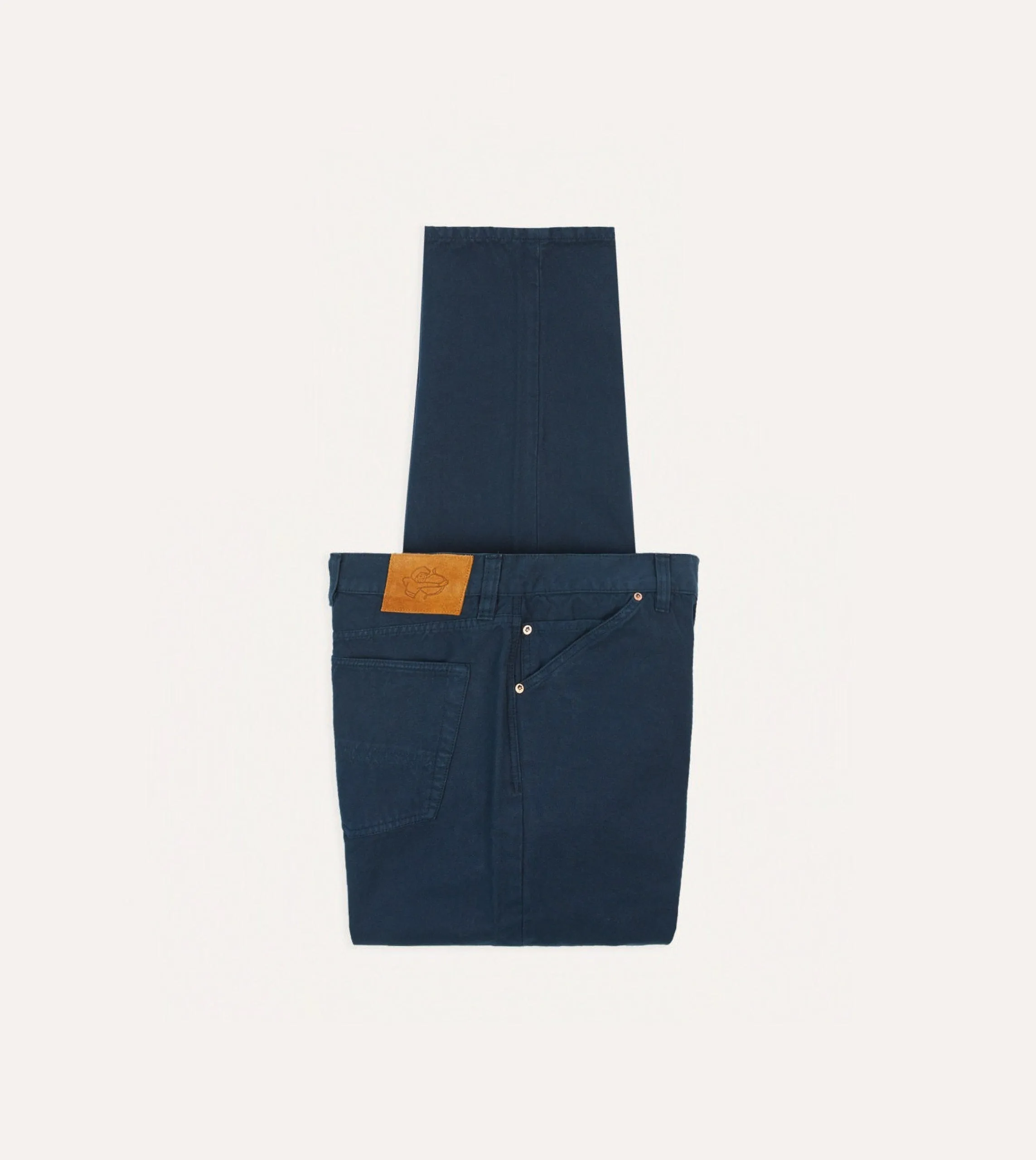 Navy Lightweight Cotton Canvas Five-Pocket Jeans sold by Drake's London
