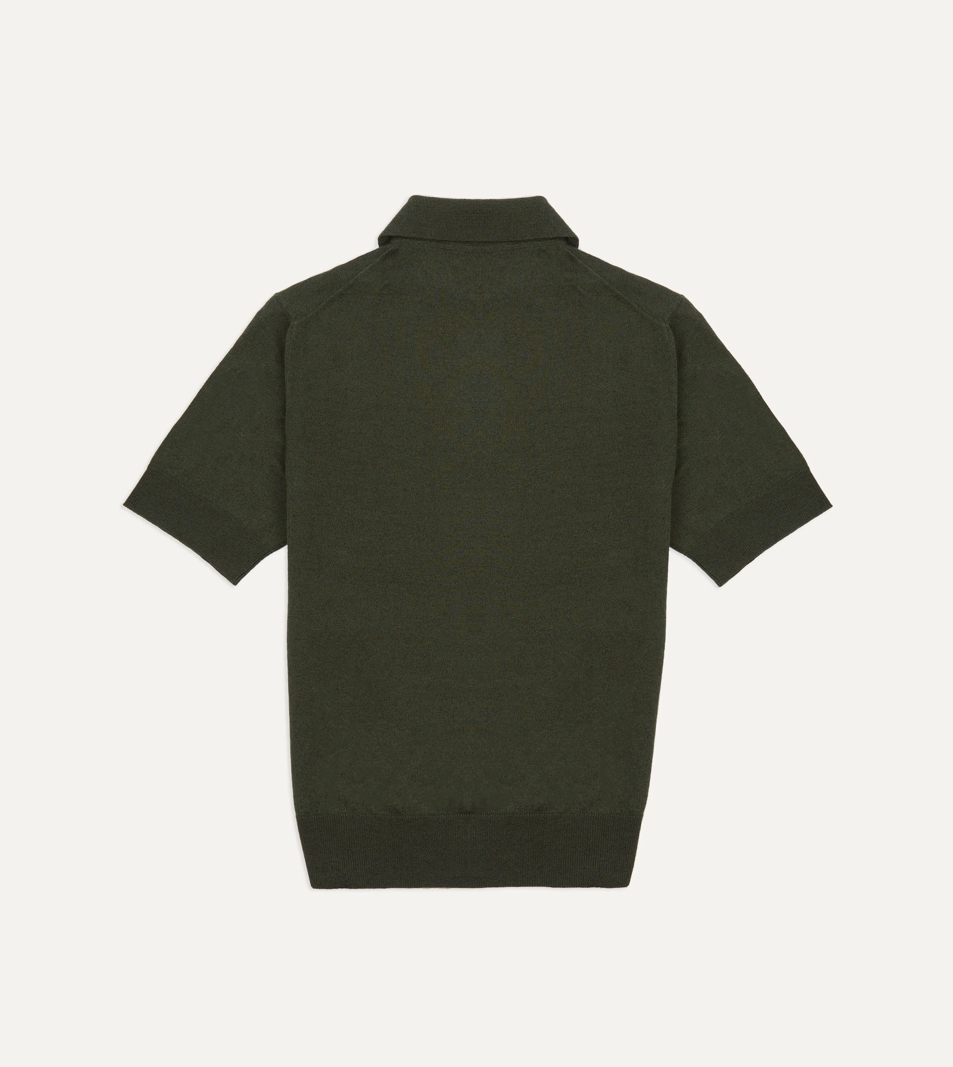 Olive Knitted Linen-Cotton Short-Sleeve Polo Shirt sold by Drake's London product image thumbnail 4