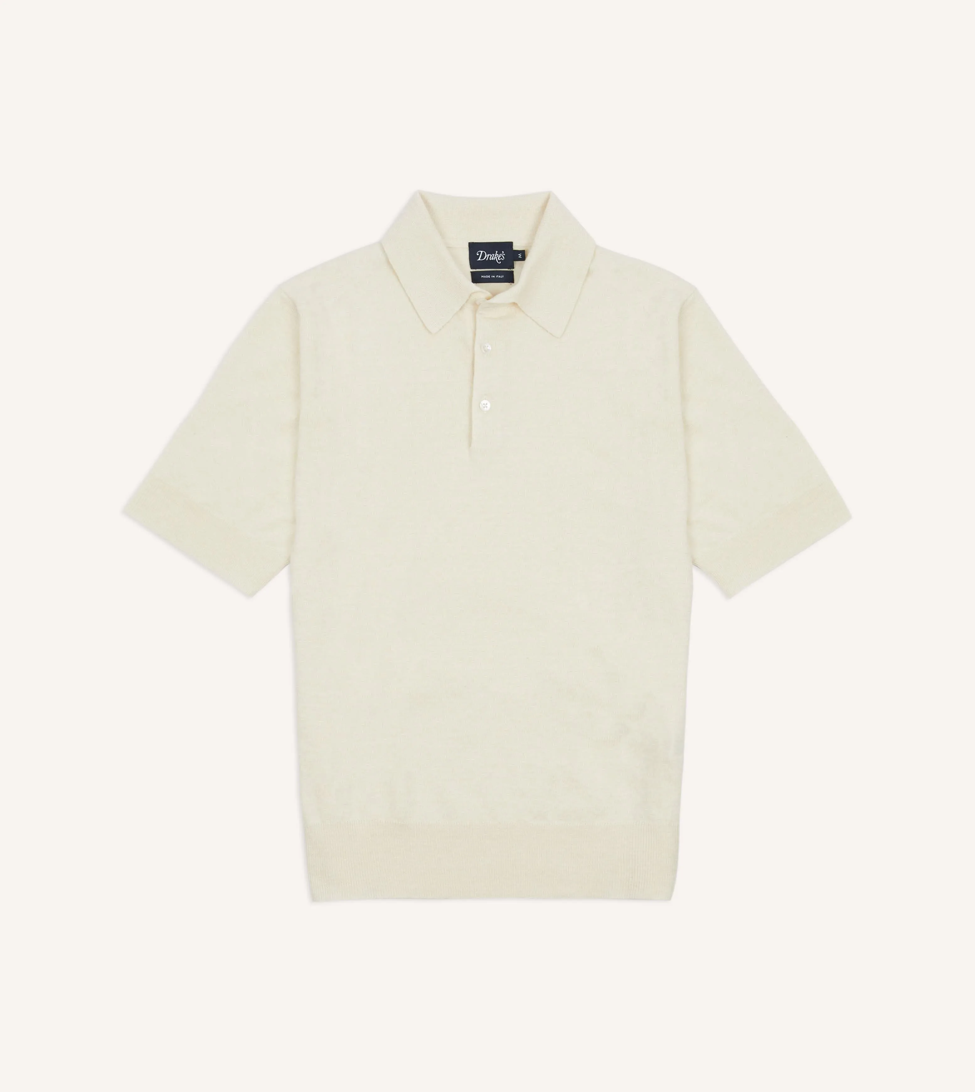 Ecru Knitted Linen-Cotton Short-Sleeve Polo Shirt sold by Drake's London