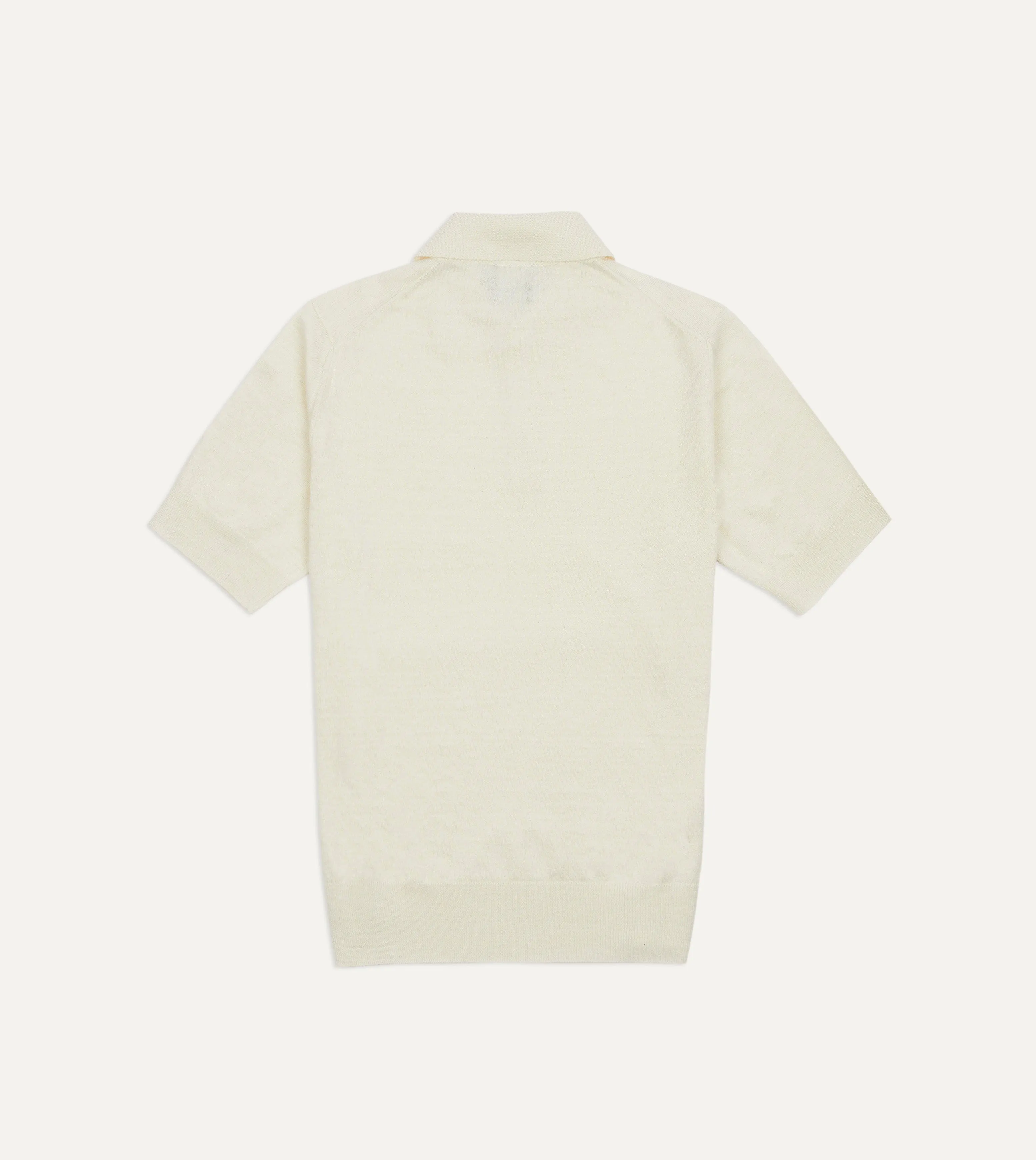 Ecru Knitted Linen-Cotton Short-Sleeve Polo Shirt sold by Drake's London product image thumbnail 4