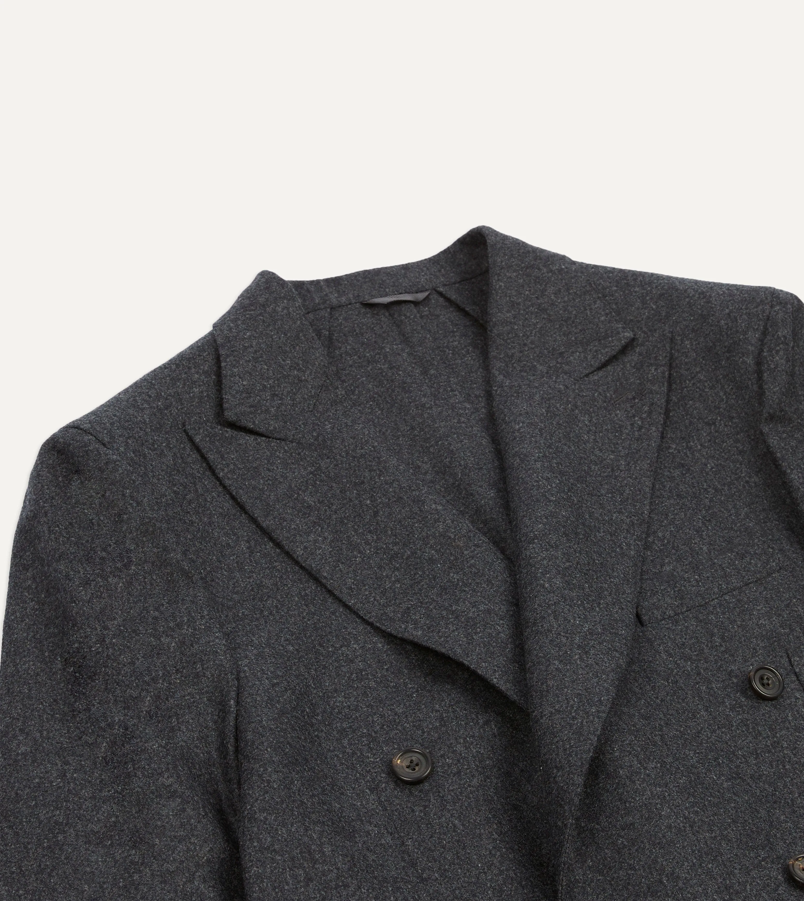 Grey Wool Flannel Double-Breasted Tailored Jacket sold by Drake's London product image thumbnail 3