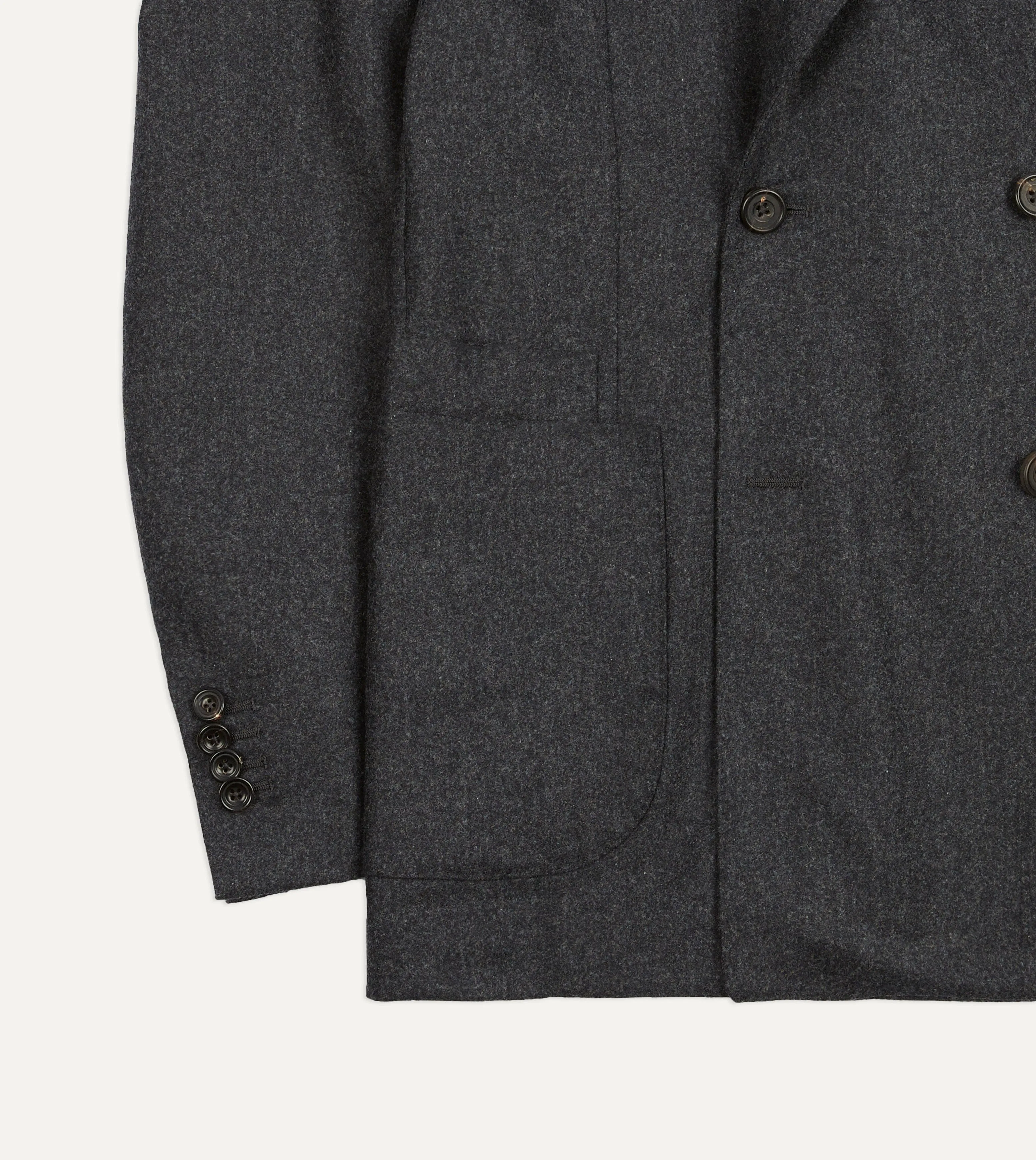 Grey Wool Flannel Double-Breasted Tailored Jacket sold by Drake's London product image thumbnail 5