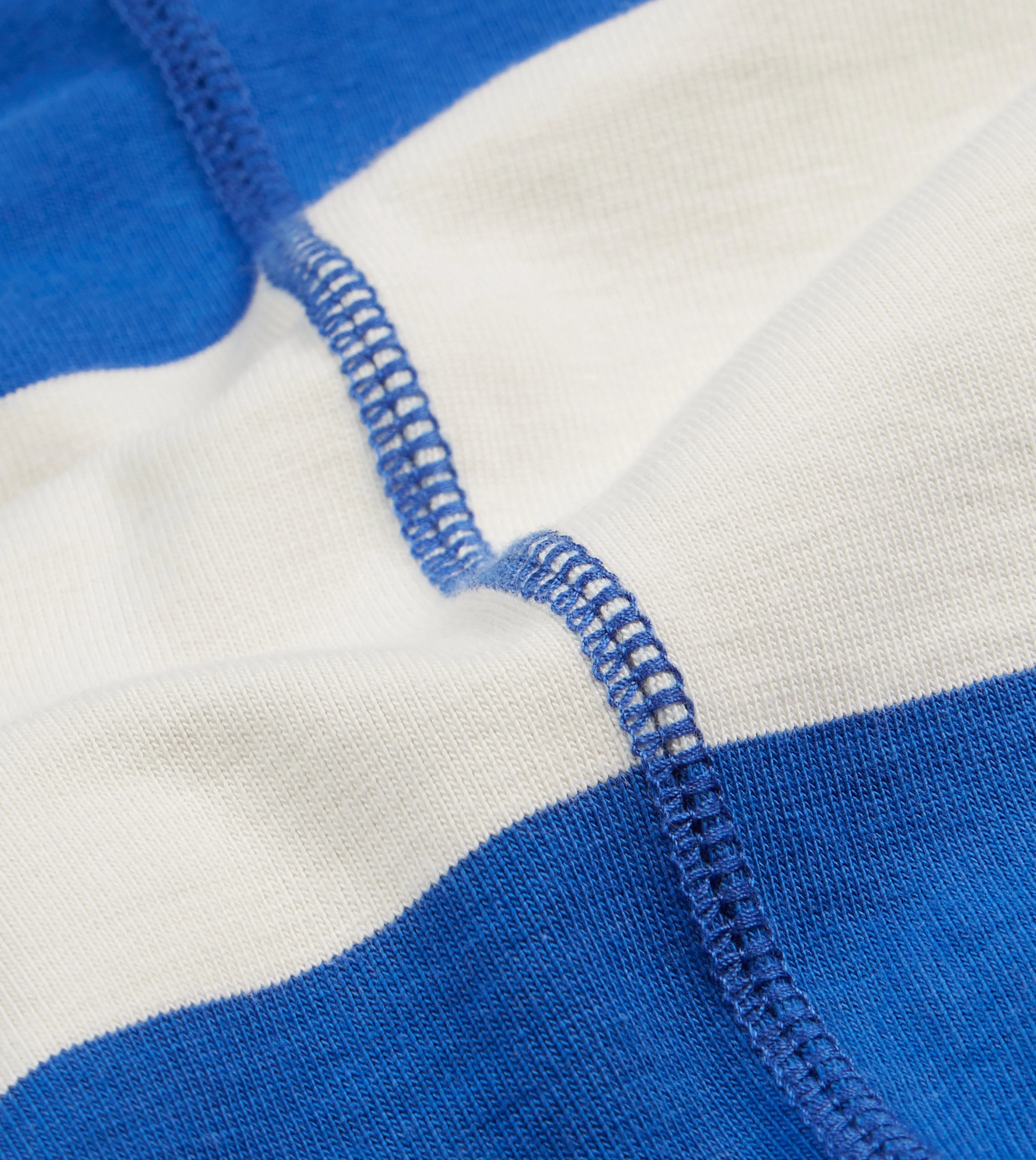 Blue and White Wide Stripe Heavy Cotton Crew Neck Hiking T-Shirt sold by Drake's London product image thumbnail 5