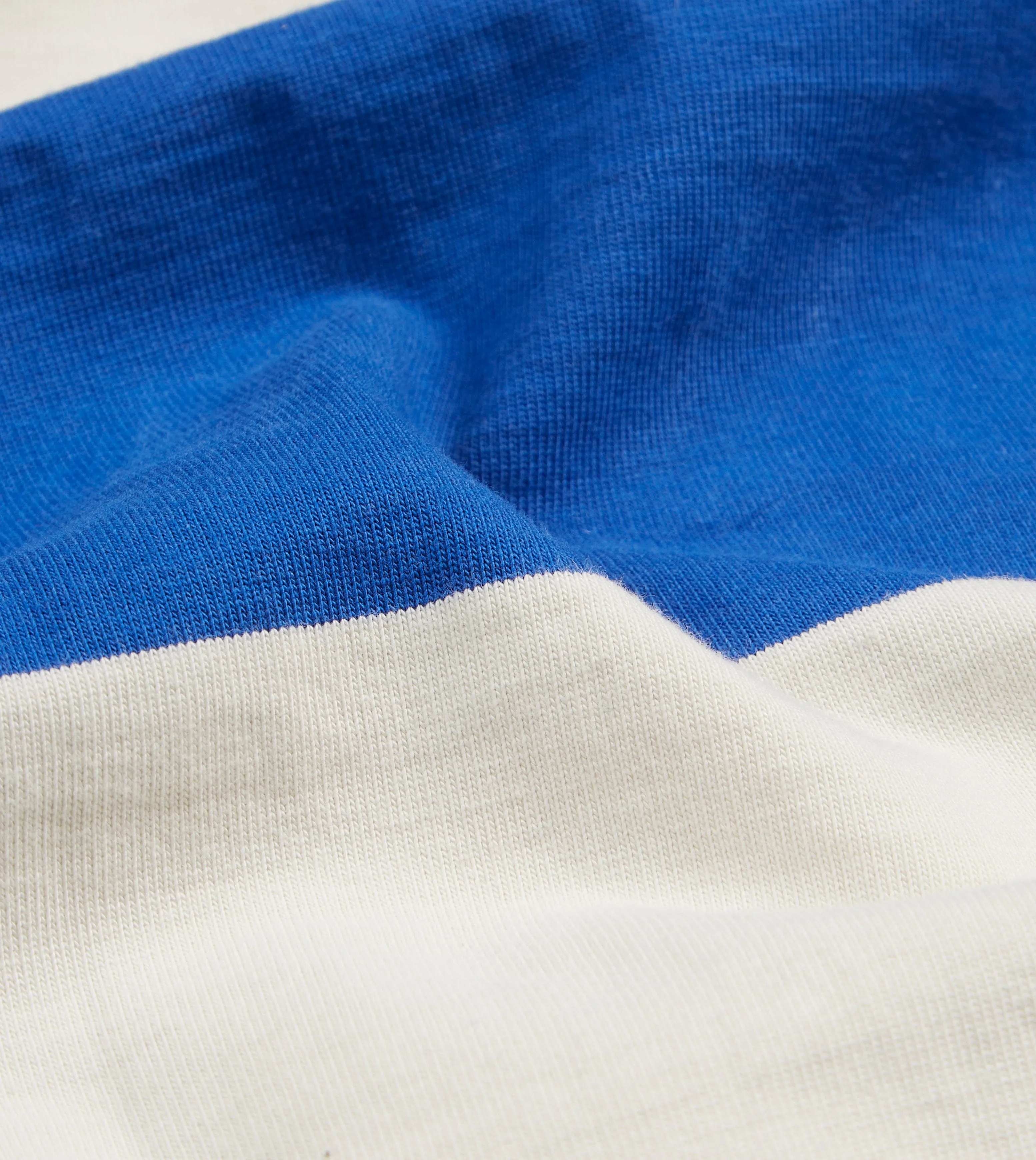 Blue and White Wide Stripe Heavy Cotton Crew Neck Hiking T-Shirt sold by Drake's London product image thumbnail 2