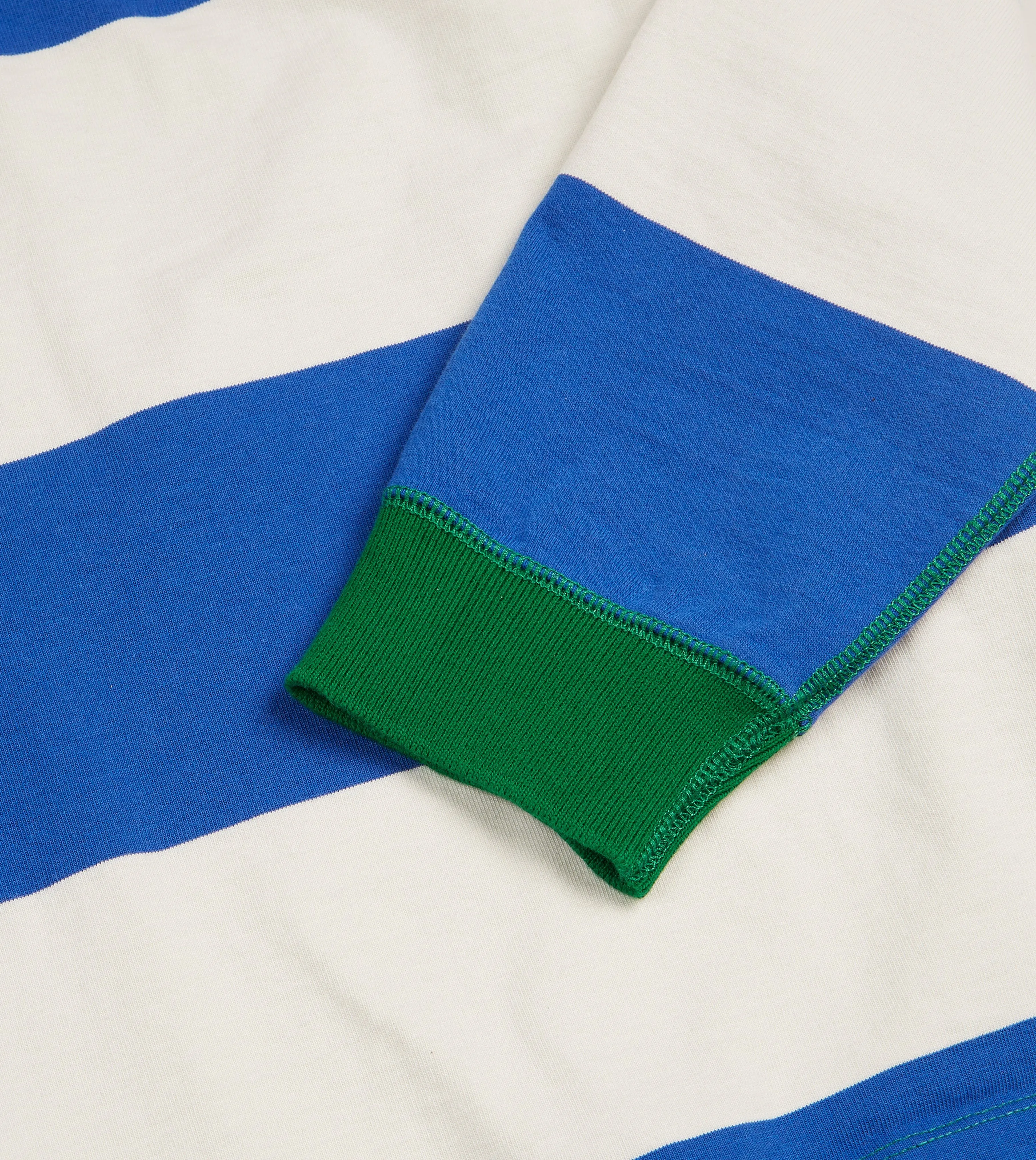 Blue and White Wide Stripe Mock Collar Long-Sleeve Jersey sold by Drake's London product image thumbnail 5