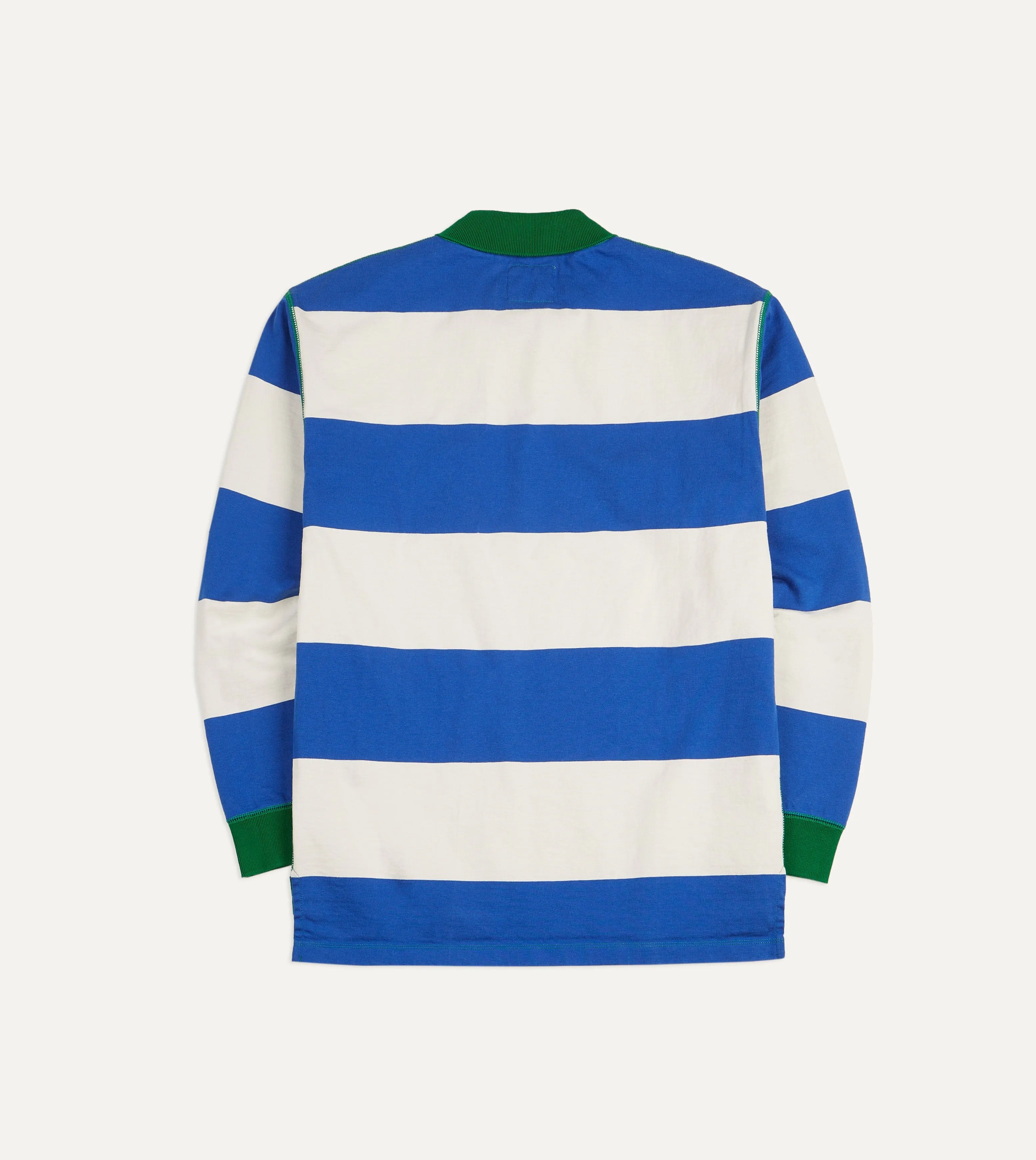 Blue and White Wide Stripe Mock Collar Long-Sleeve Jersey sold by Drake's London product image thumbnail 3