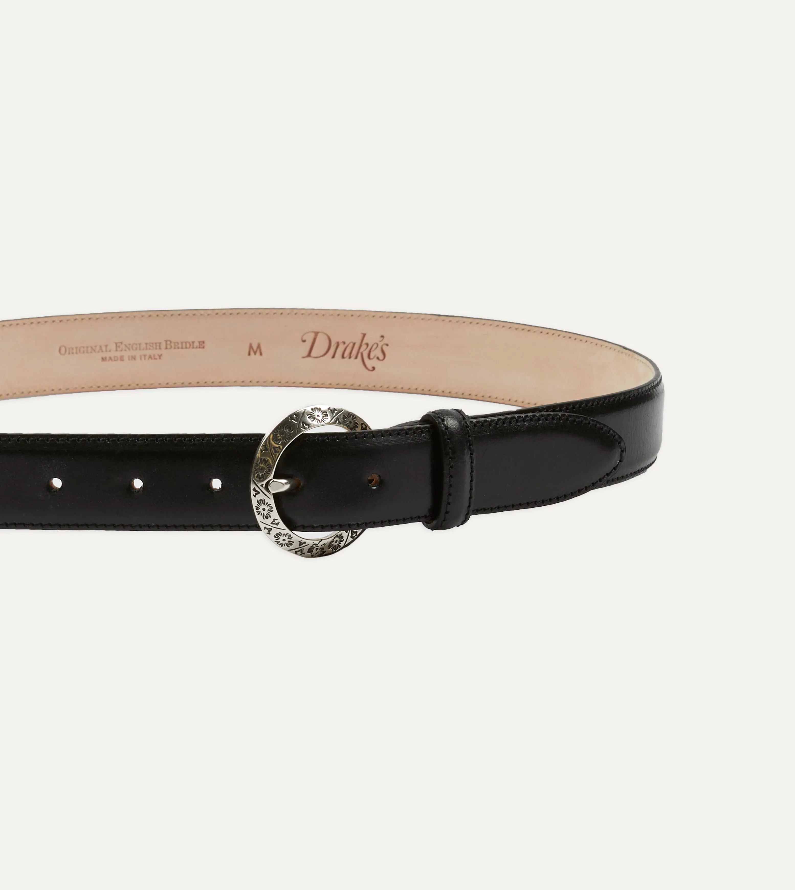 Black Bridle Calf Leather Western Belt sold by Drake's London product image thumbnail 3