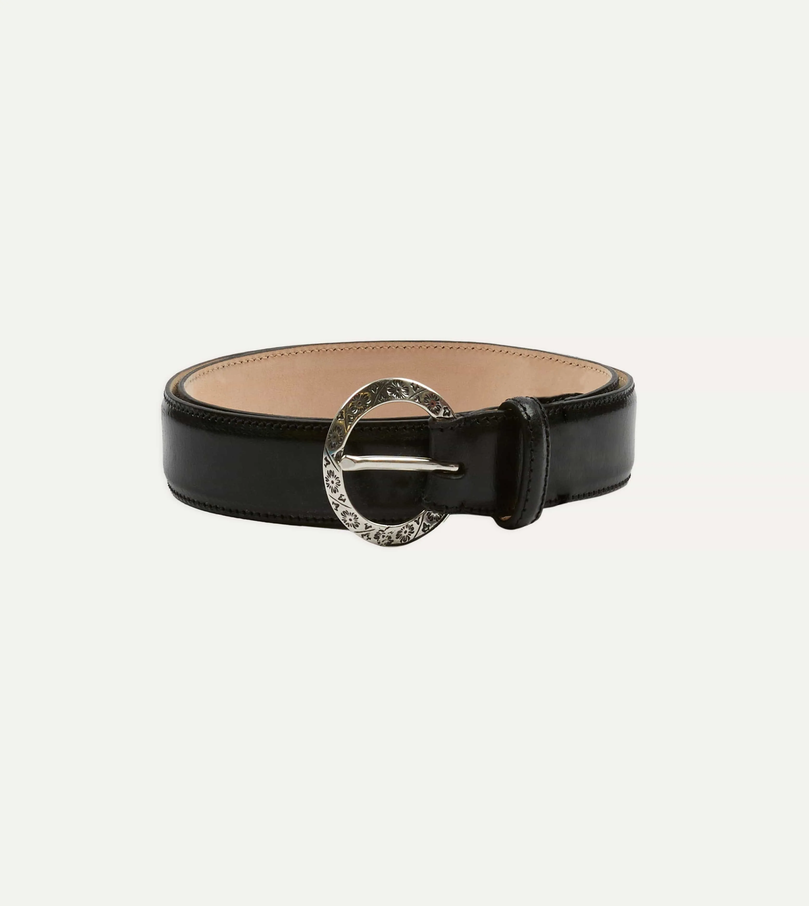 Black Bridle Calf Leather Western Belt sold by Drake's London