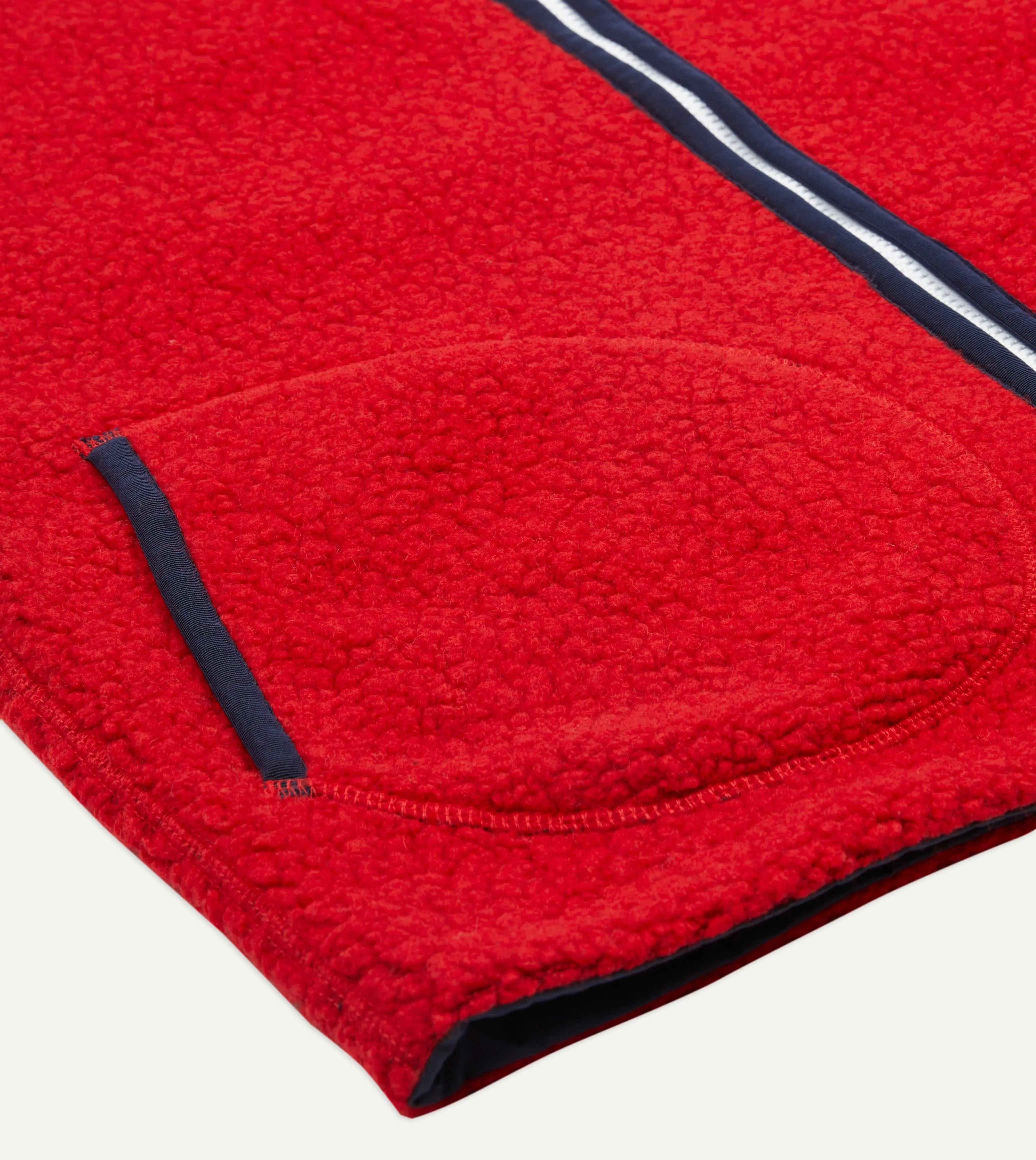 Red Boucle Wool Zip Fleece Vest sold by Drake's London product image thumbnail 5