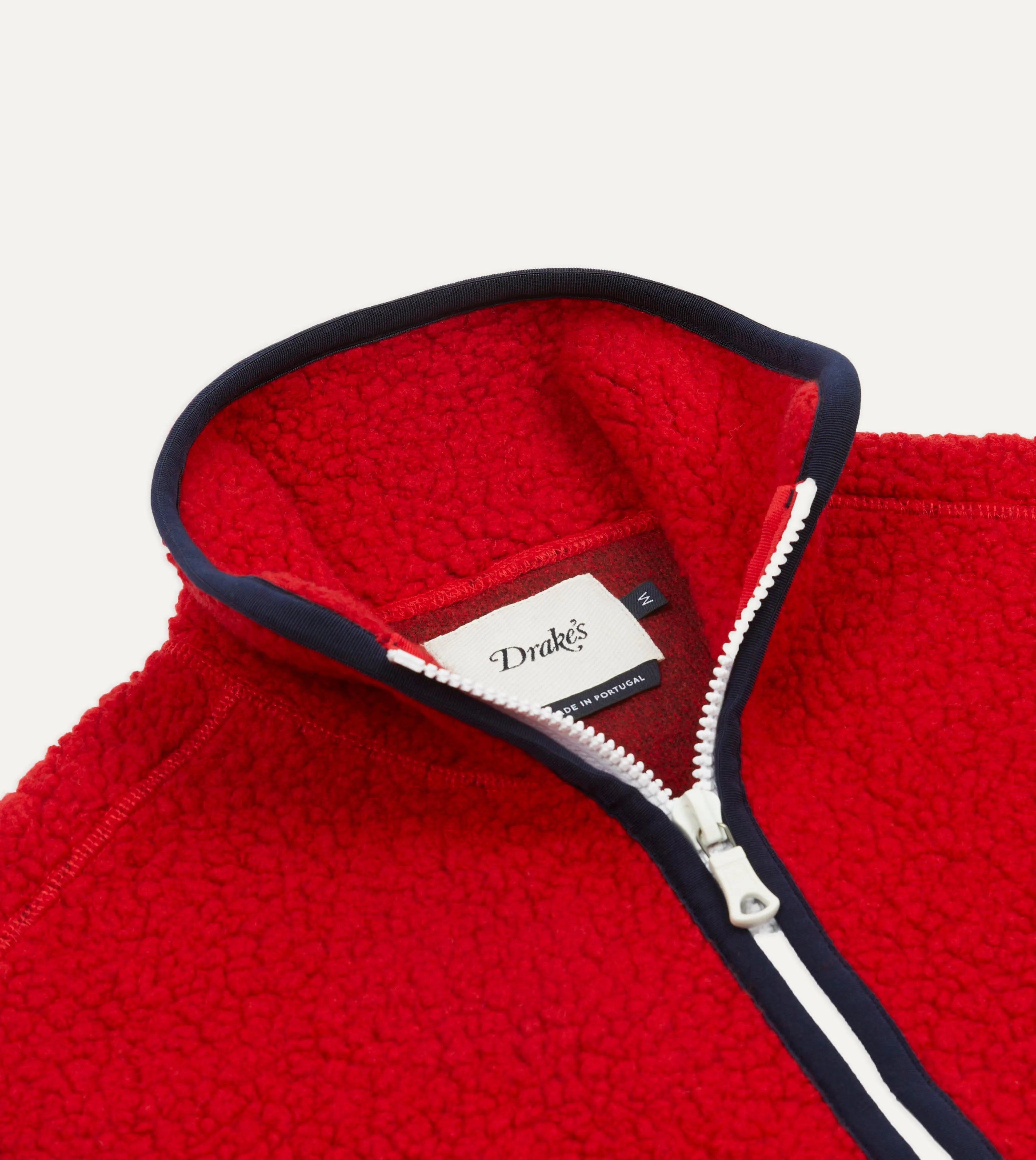 Red Boucle Wool Zip Fleece Vest sold by Drake's London product image thumbnail 3