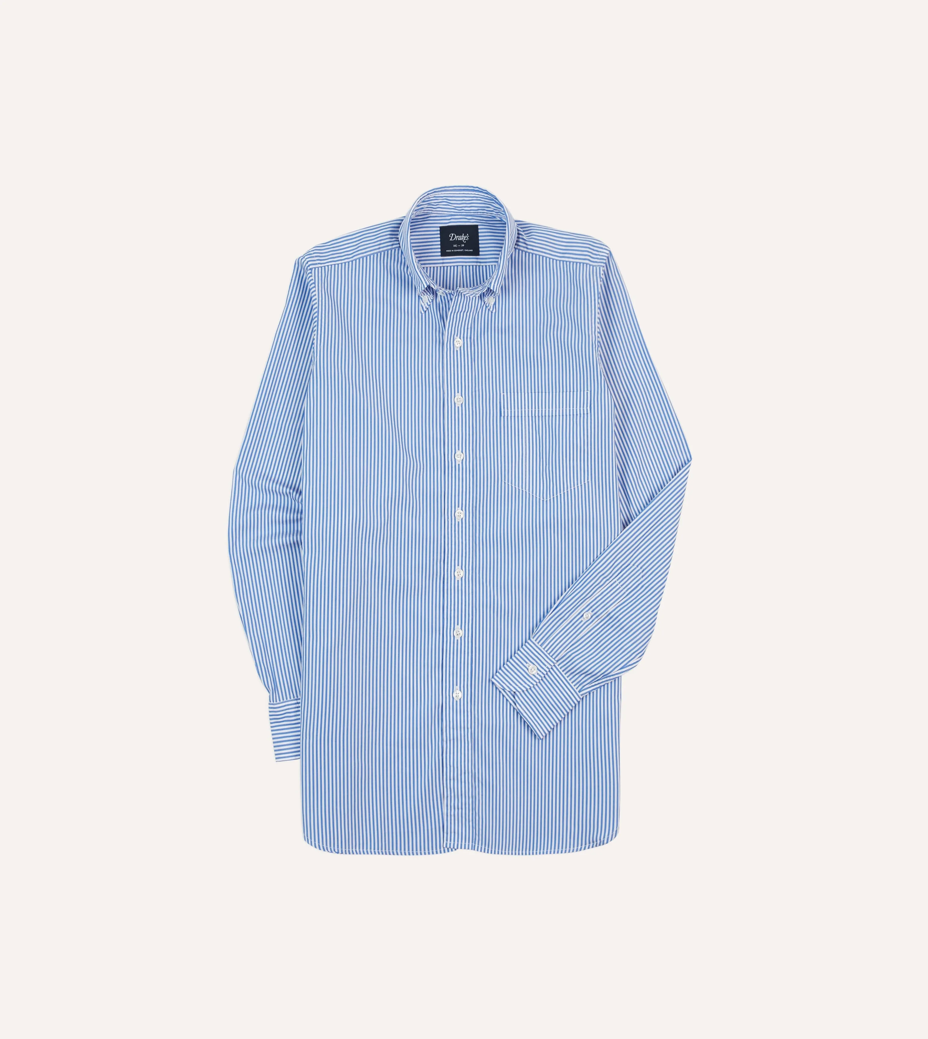 Blue Bengal Stripe Cotton Poplin Button-Down Shirt sold by Drake's London