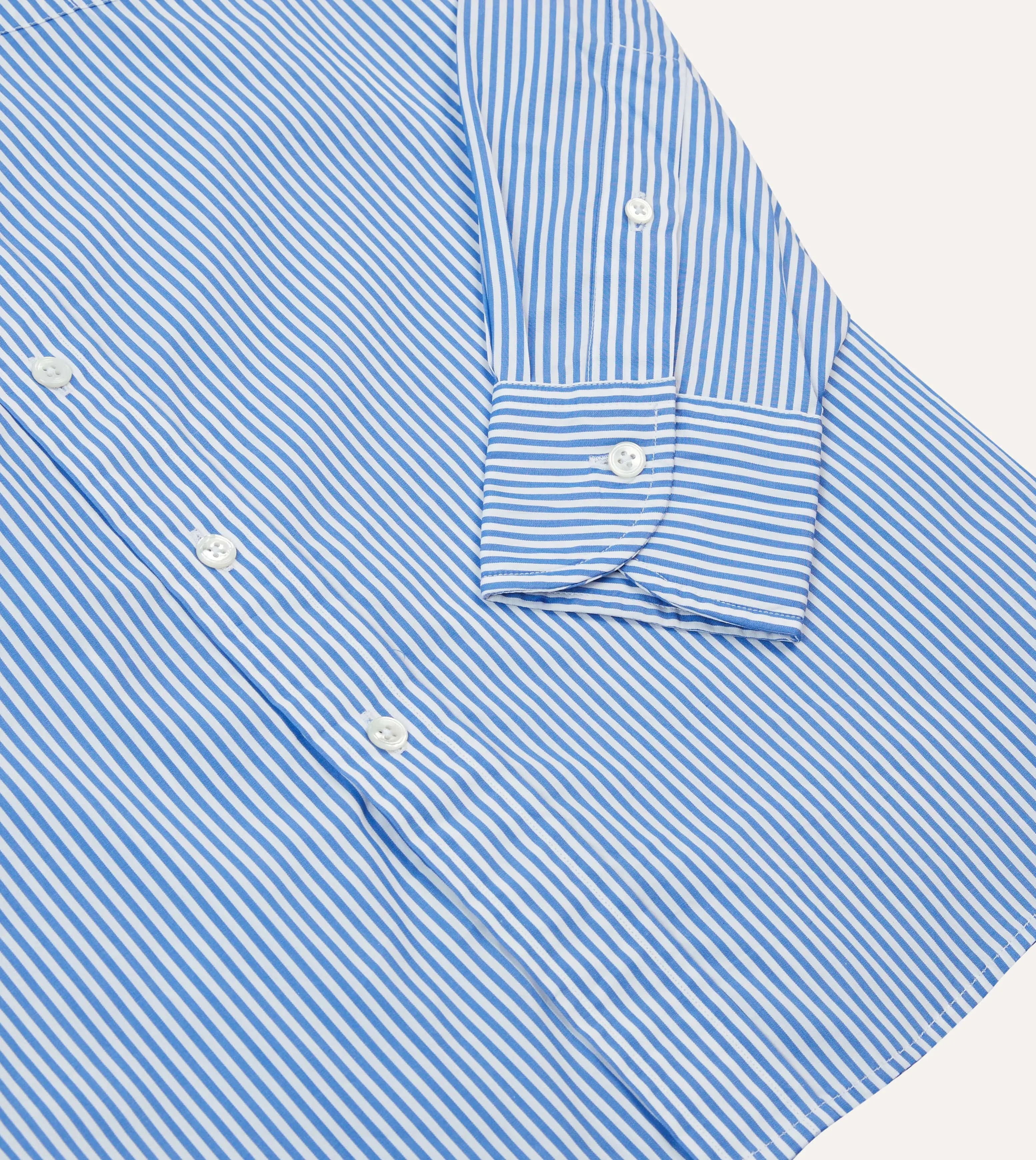 Blue Bengal Stripe Cotton Poplin Button-Down Shirt sold by Drake's London product image thumbnail 5