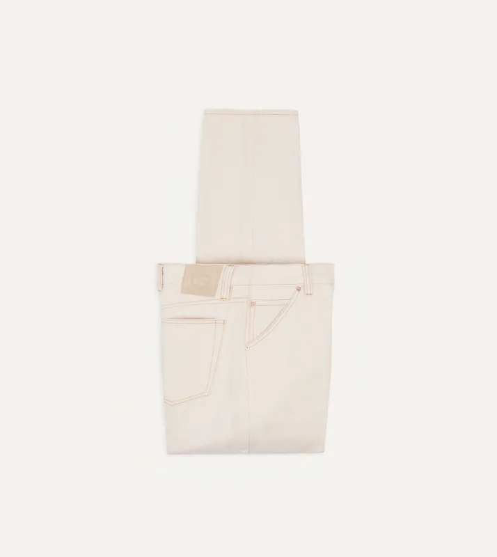 Ecru 13.2oz Denim Five-Pocket Jeans sold by Drake's London