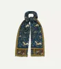 Navy Unicorn Print Wool-Silk Scarf sold by Drake's London