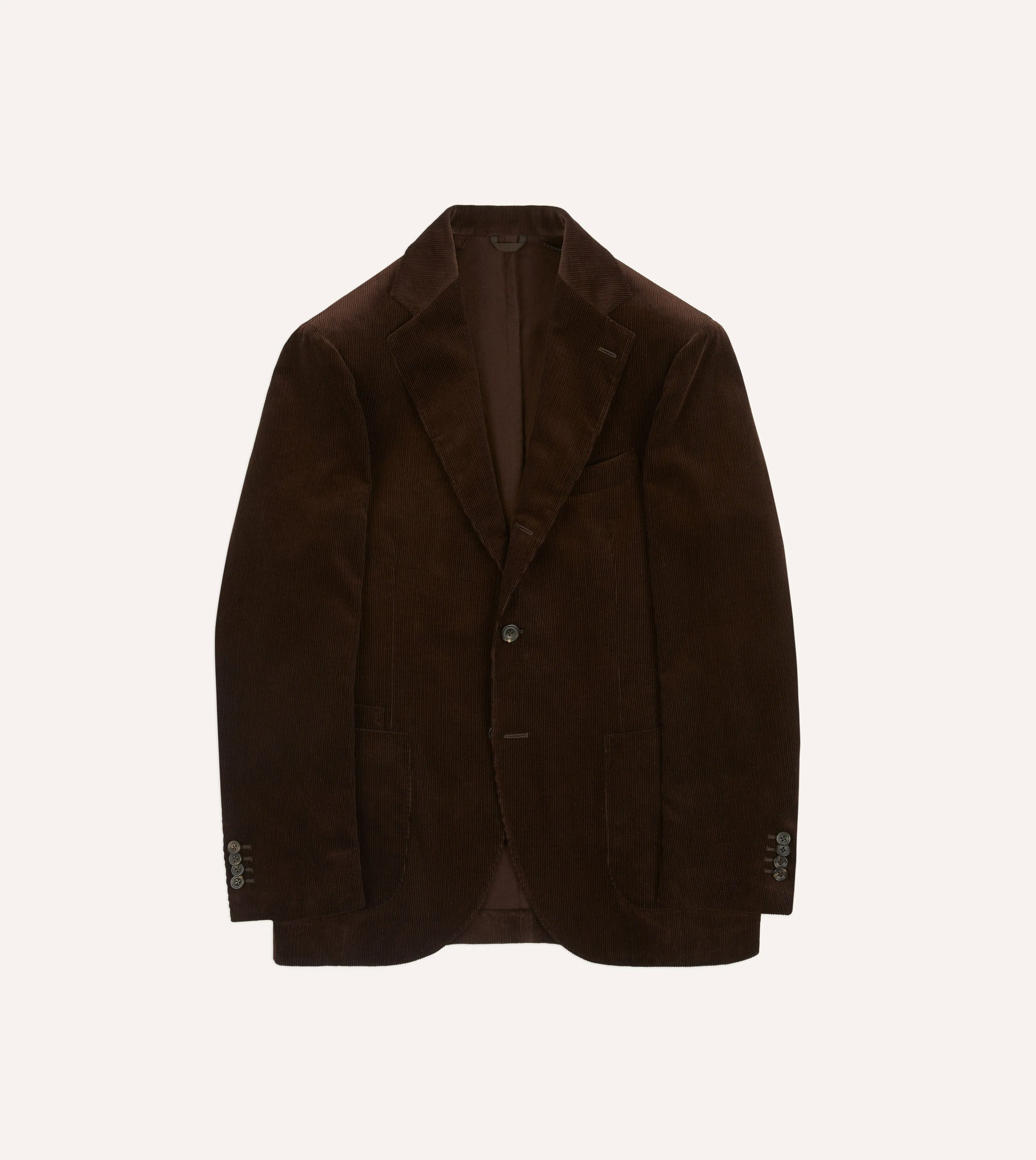 Brown Mid-Wale Cotton Corduroy Tailored Jacket sold by Drake's London