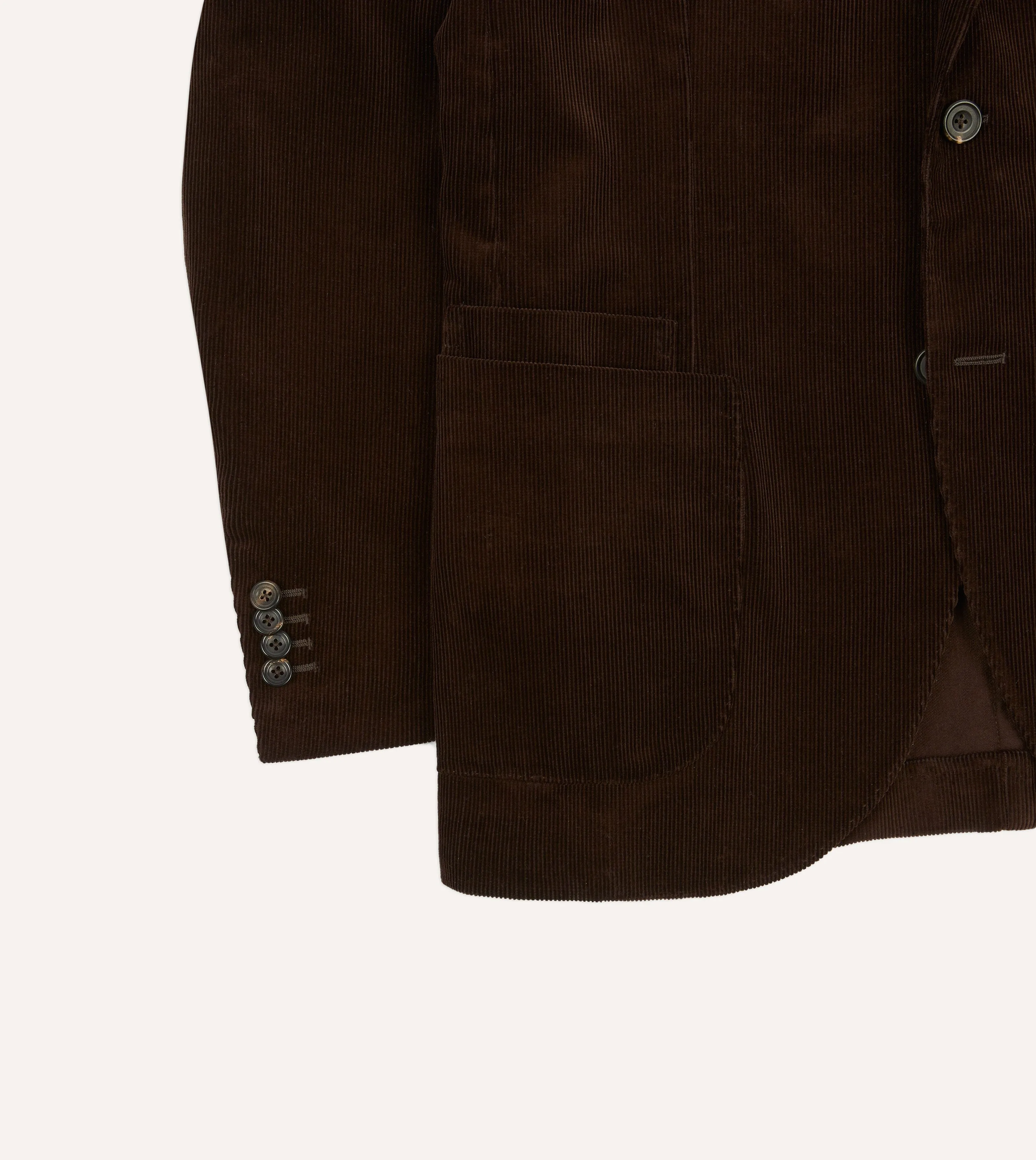 Brown Mid-Wale Cotton Corduroy Tailored Jacket sold by Drake's London product image thumbnail 5