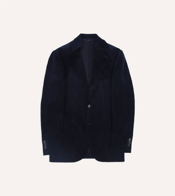Navy Mid-Wale Cotton Corduroy Tailored Jacket sold by Drake's London