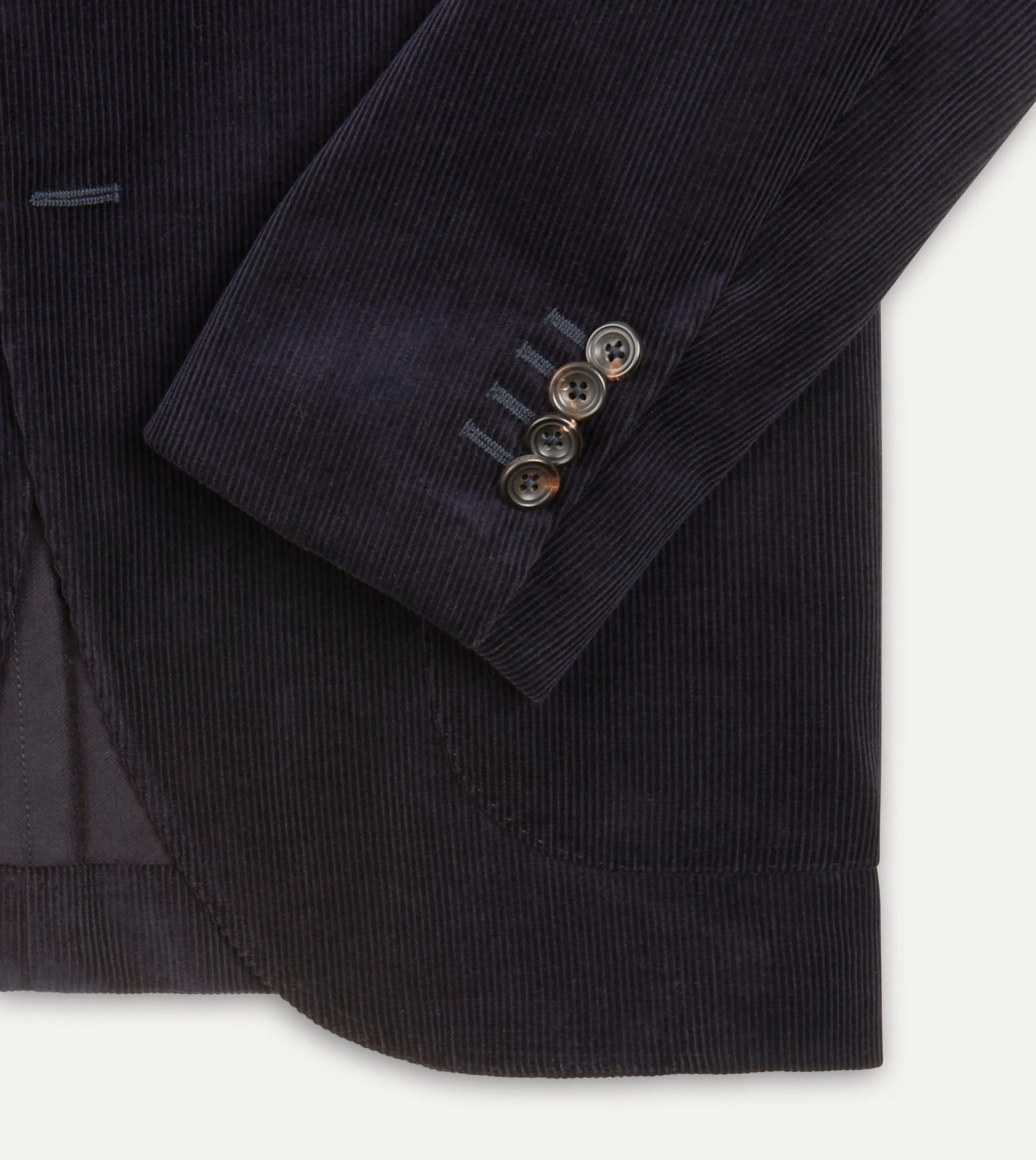Navy Mid-Wale Cotton Corduroy Tailored Jacket sold by Drake's London product image thumbnail 4