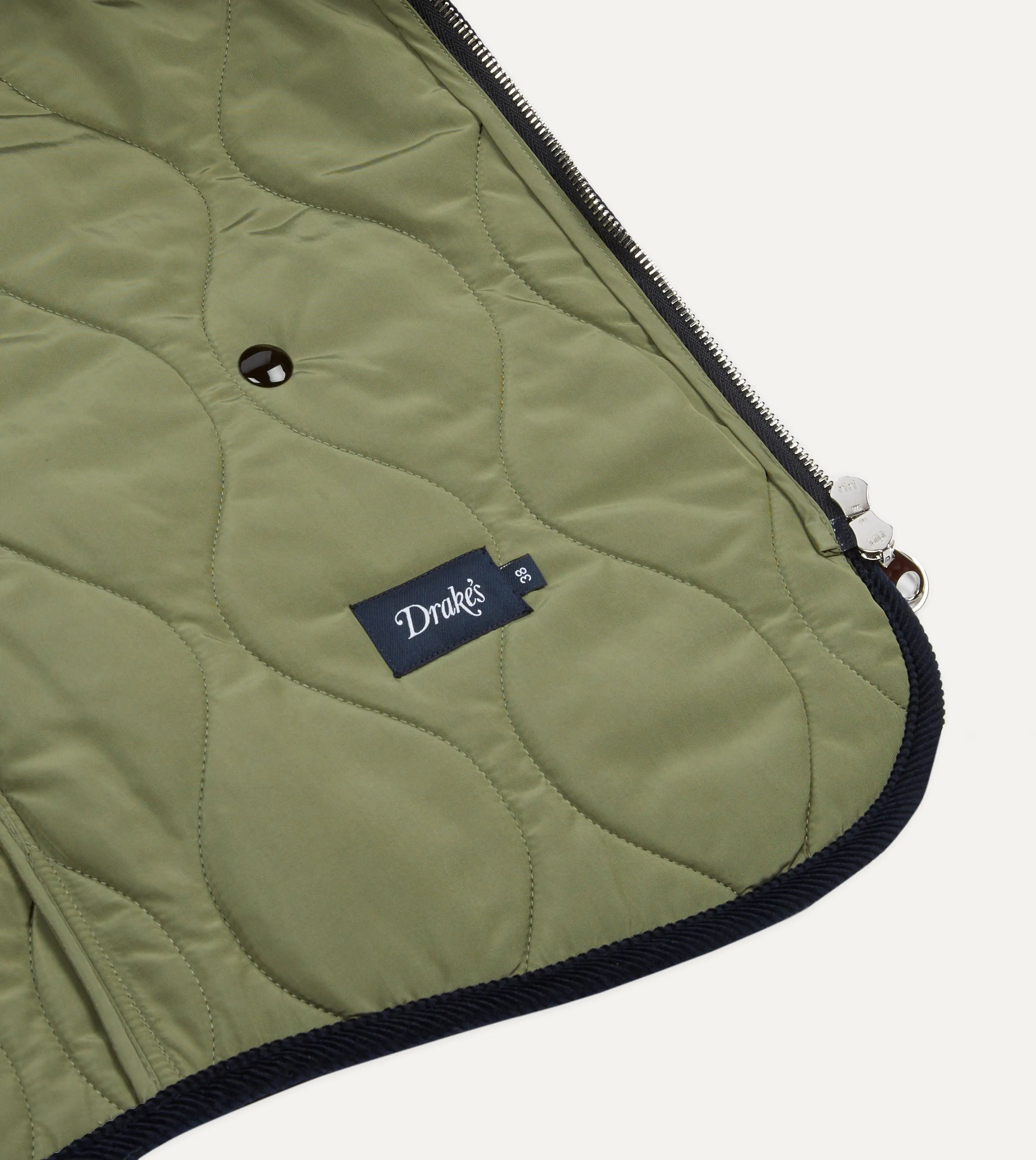 Navy Quilted Melton Wool Zip Vest sold by Drake's London product image thumbnail 5