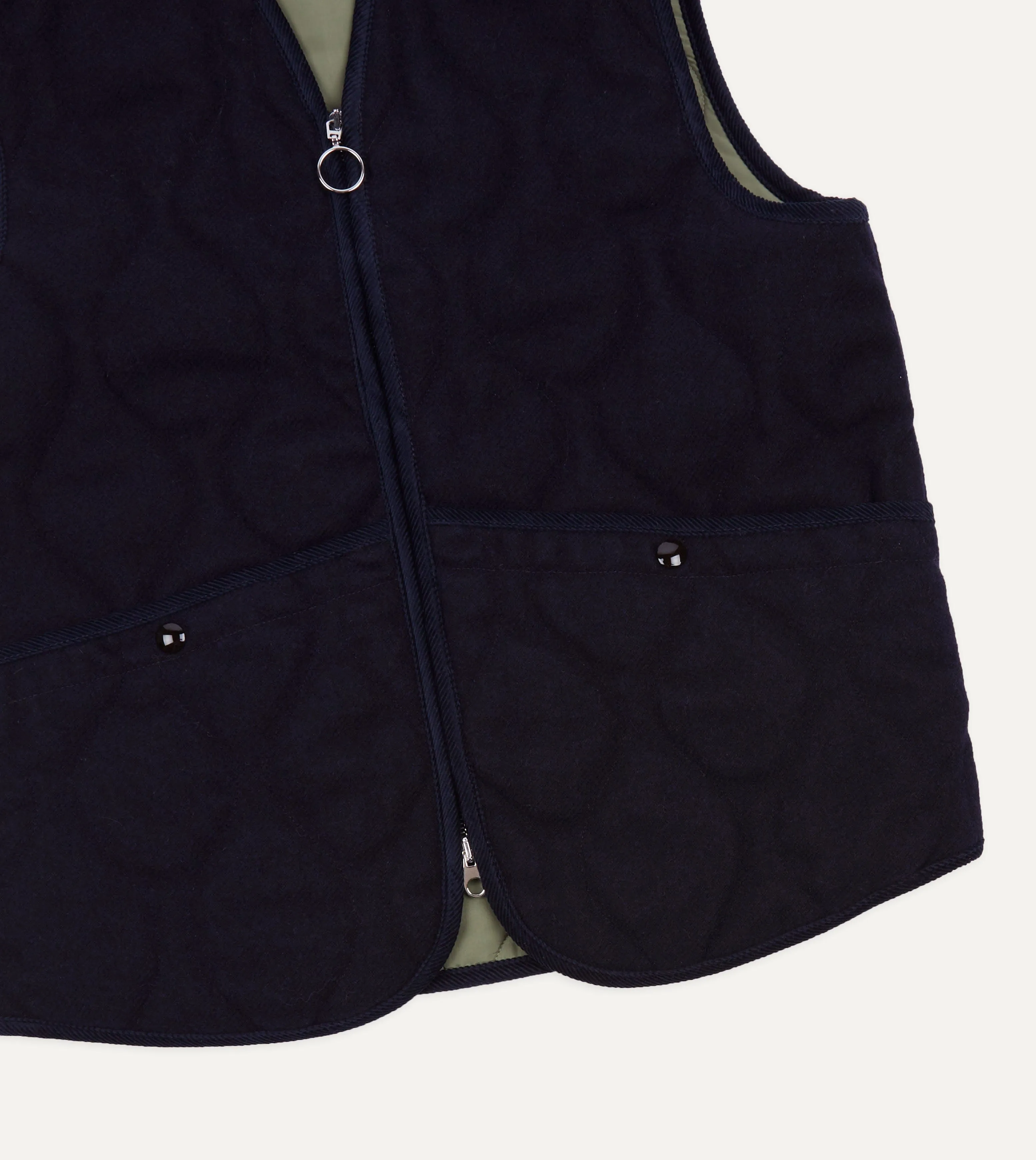 Navy Quilted Melton Wool Zip Vest sold by Drake's London product image thumbnail 4