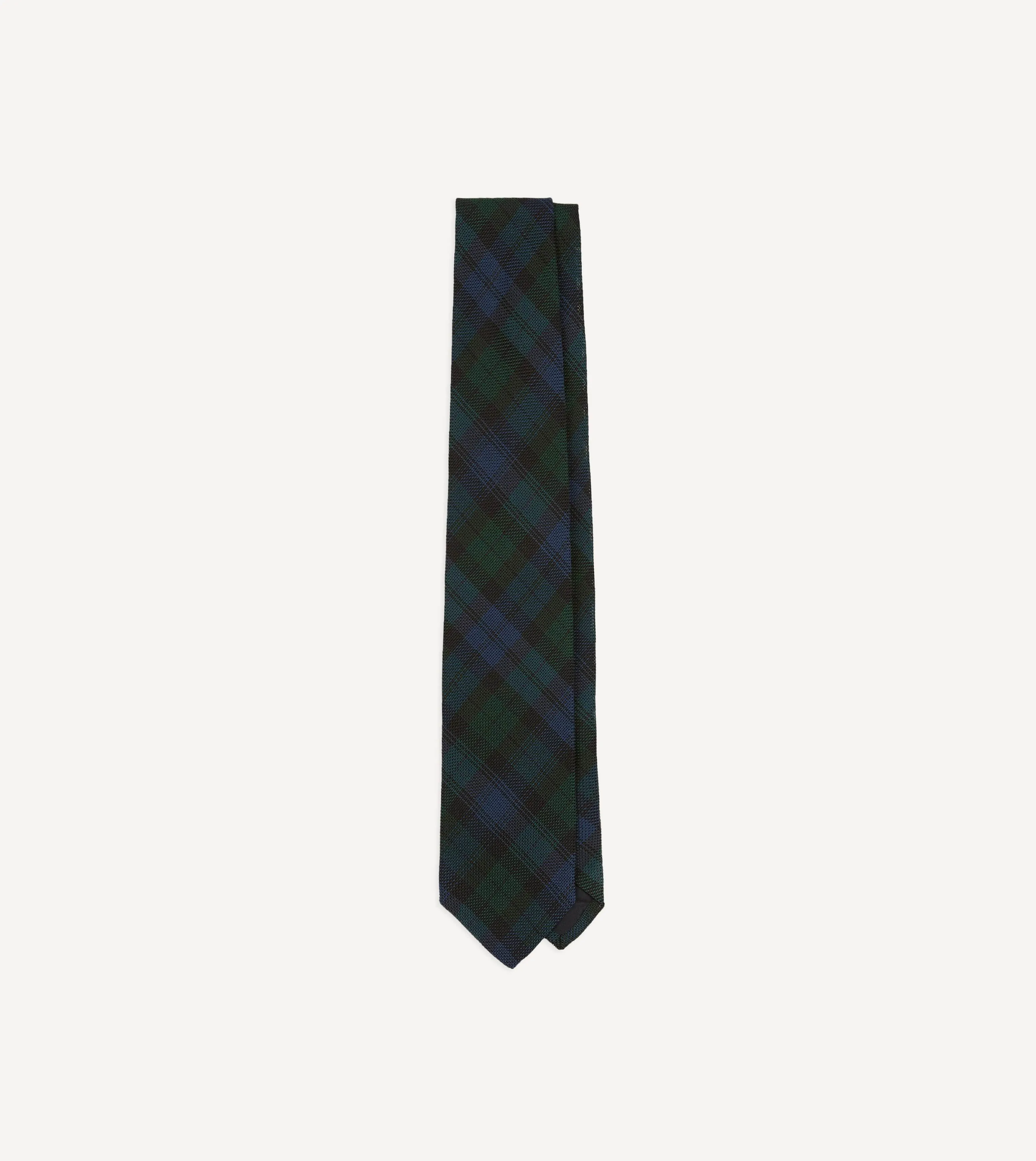 Blackwatch Fine Woven Grenadine Silk Tipped Tie sold by Drake's London