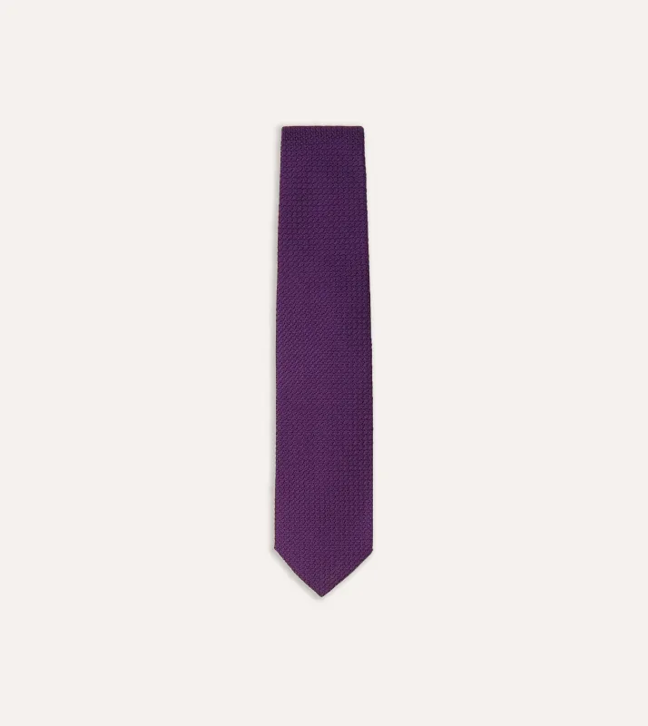 Purple Large Knot Grenadine Silk Tipped Tie sold by Drake's London