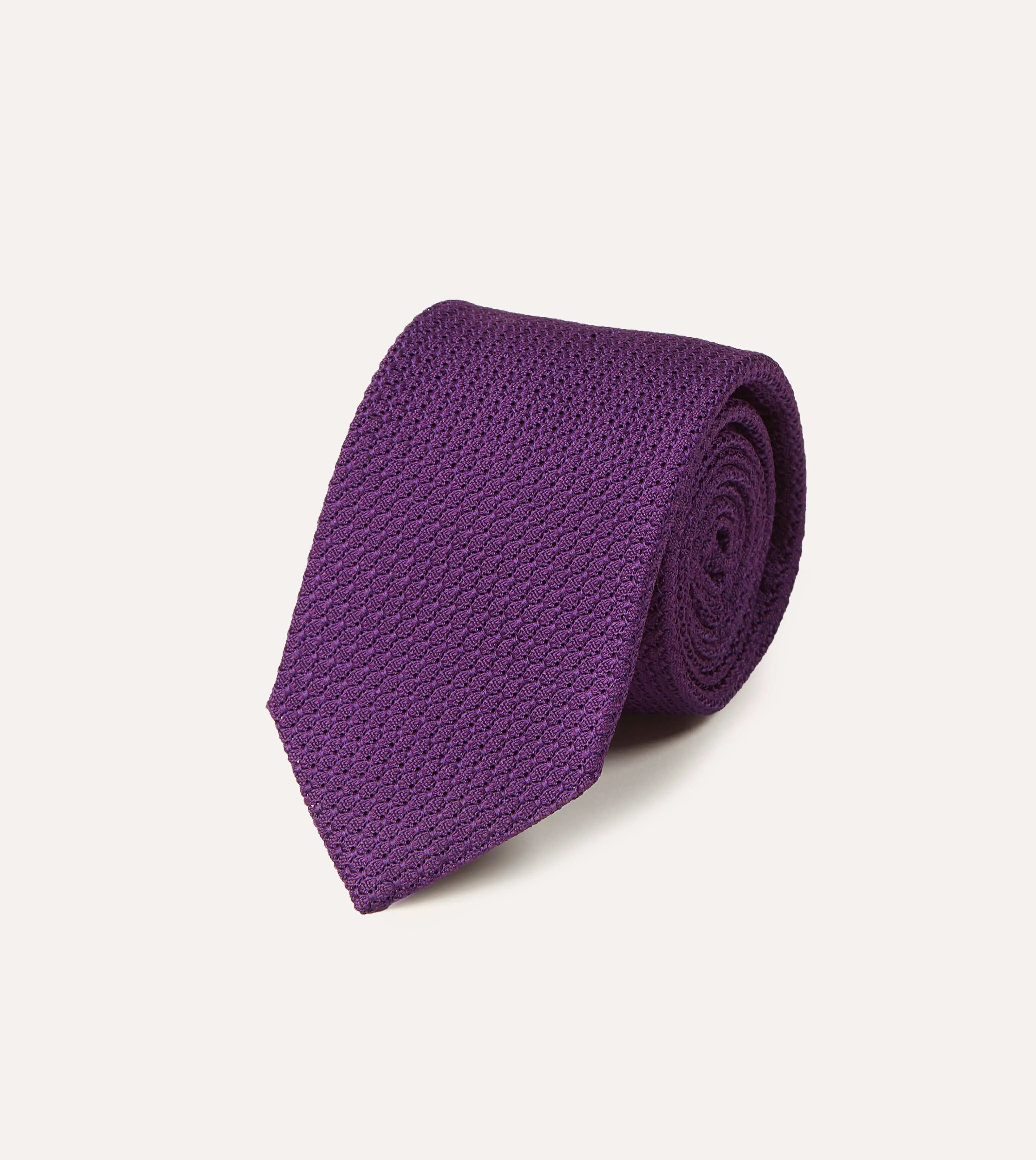 Purple Large Knot Grenadine Silk Tipped Tie sold by Drake's London product image thumbnail 2