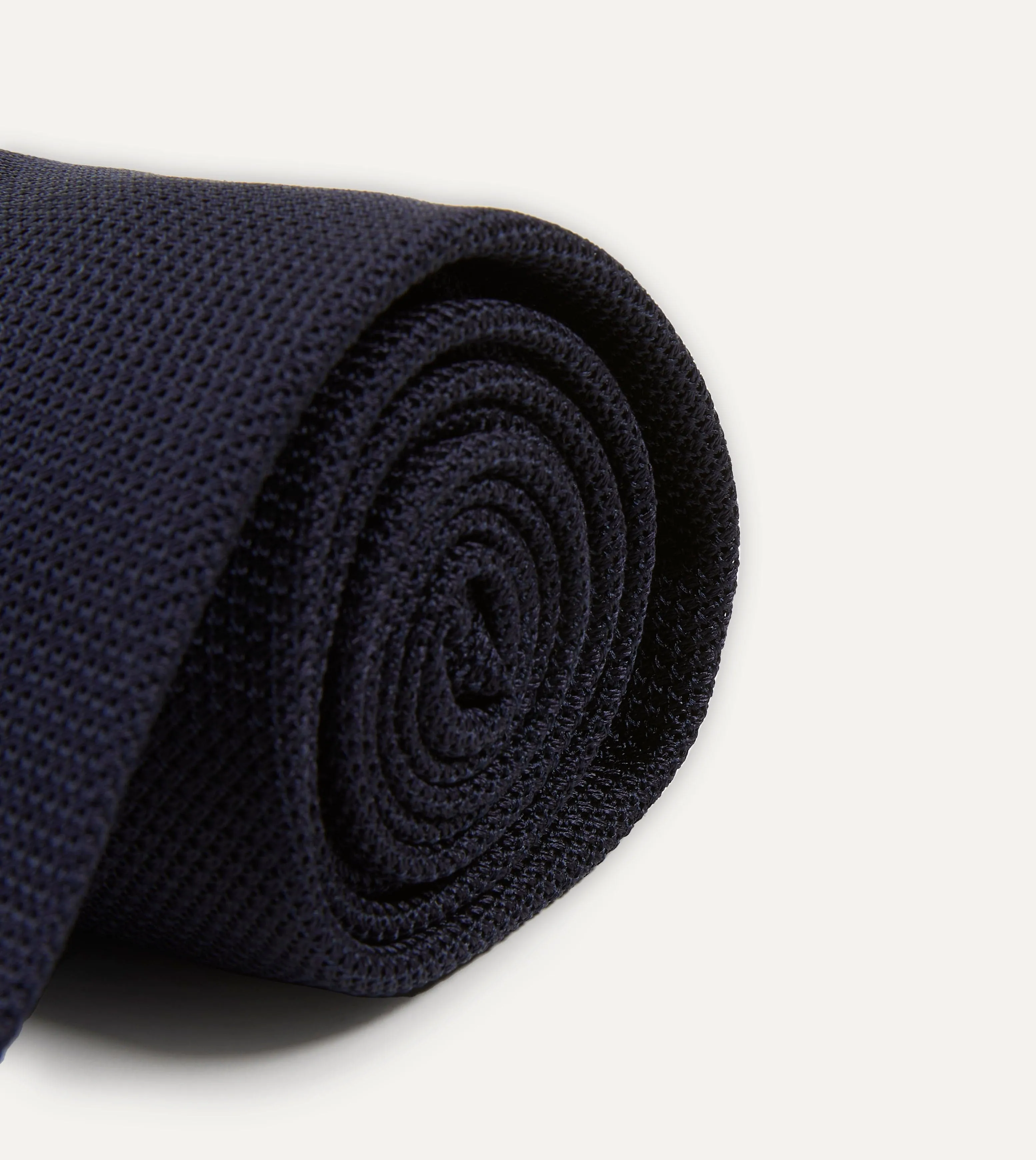 Dark Navy Fine Woven Grenadine Silk Hand Rolled Tie sold by Drake's London product image thumbnail 3