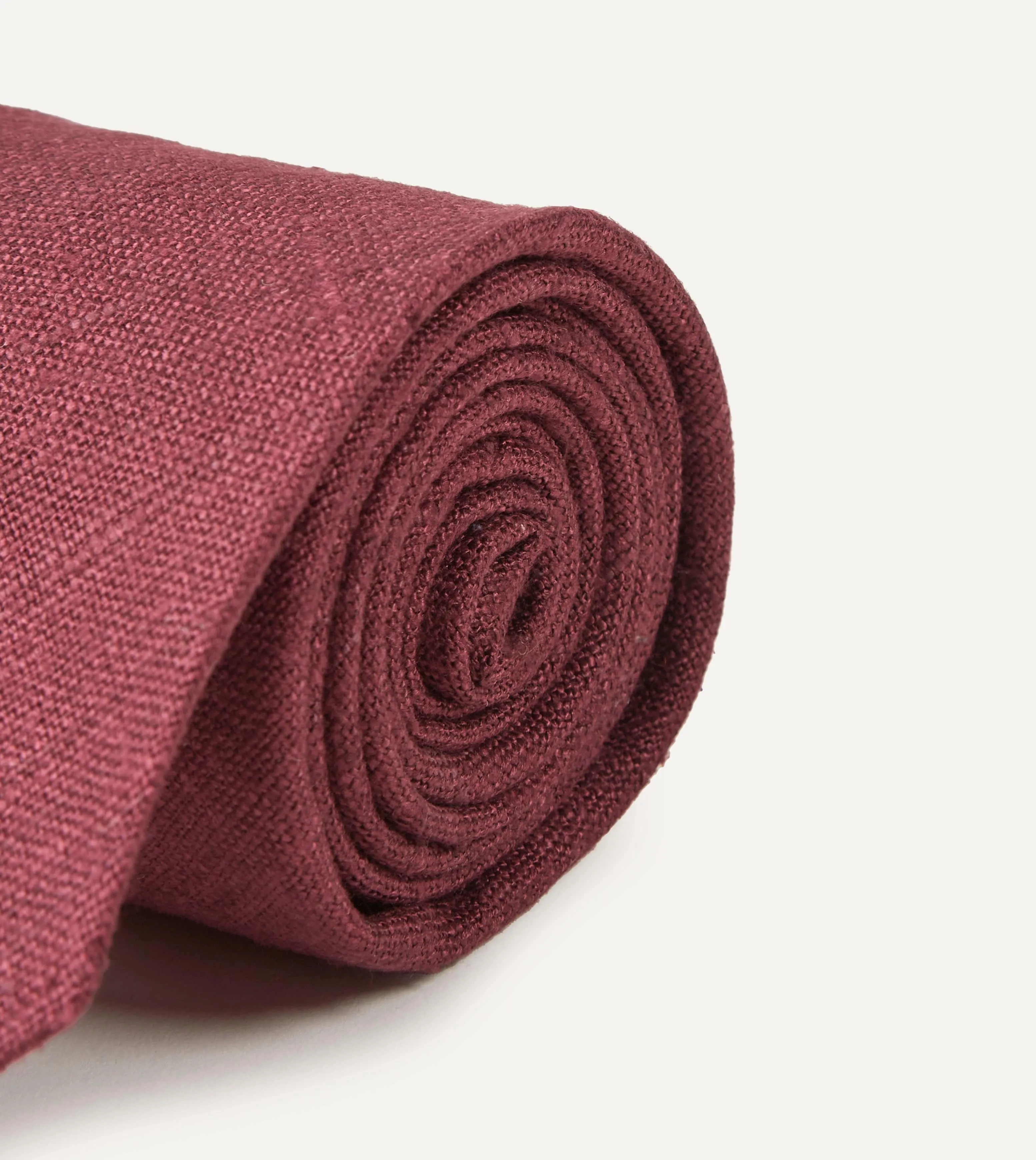 Burgundy Tussah Hand Rolled Silk Tie sold by Drake's London product image thumbnail 3