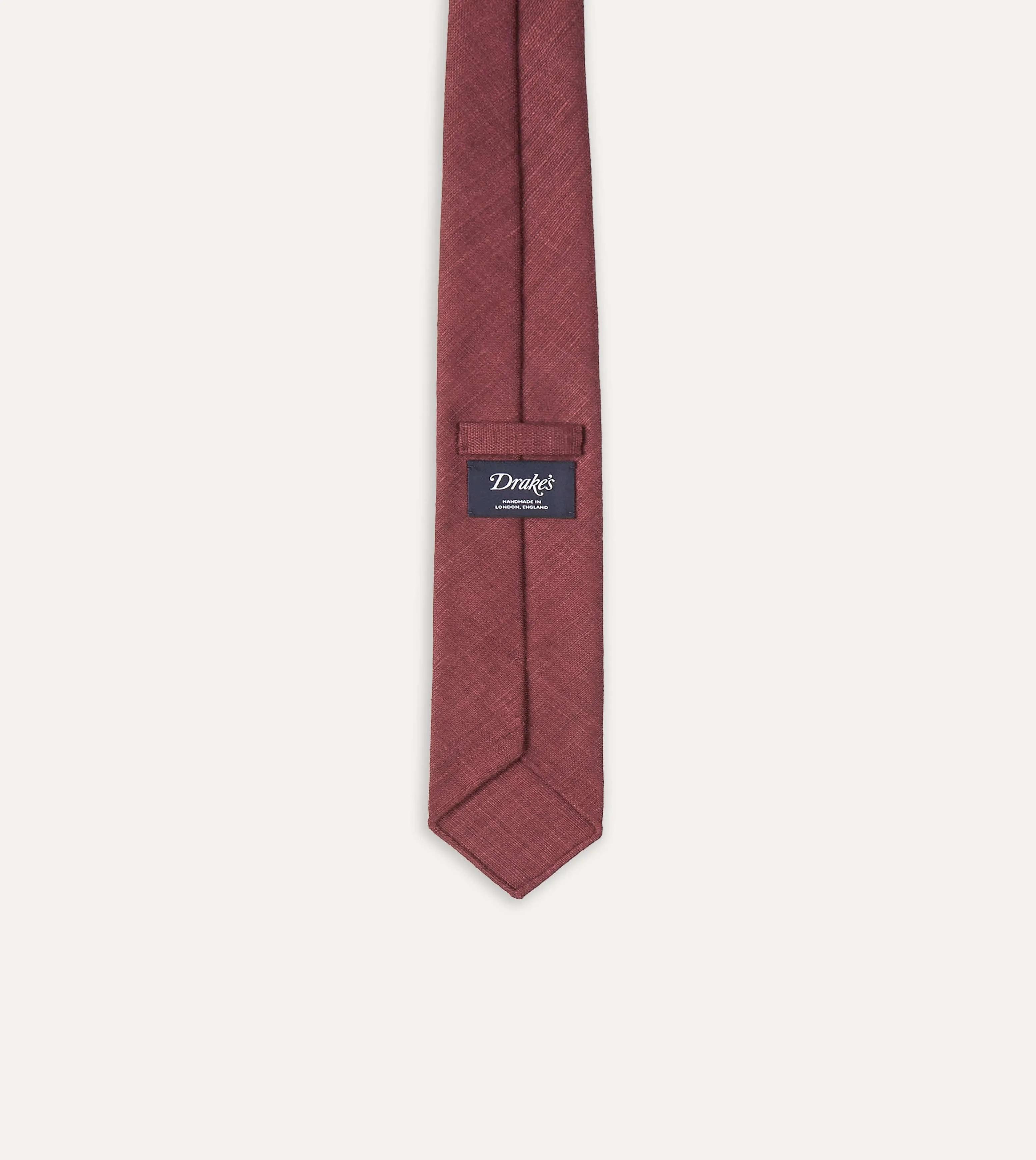 Burgundy Tussah Hand Rolled Silk Tie sold by Drake's London product image thumbnail 5