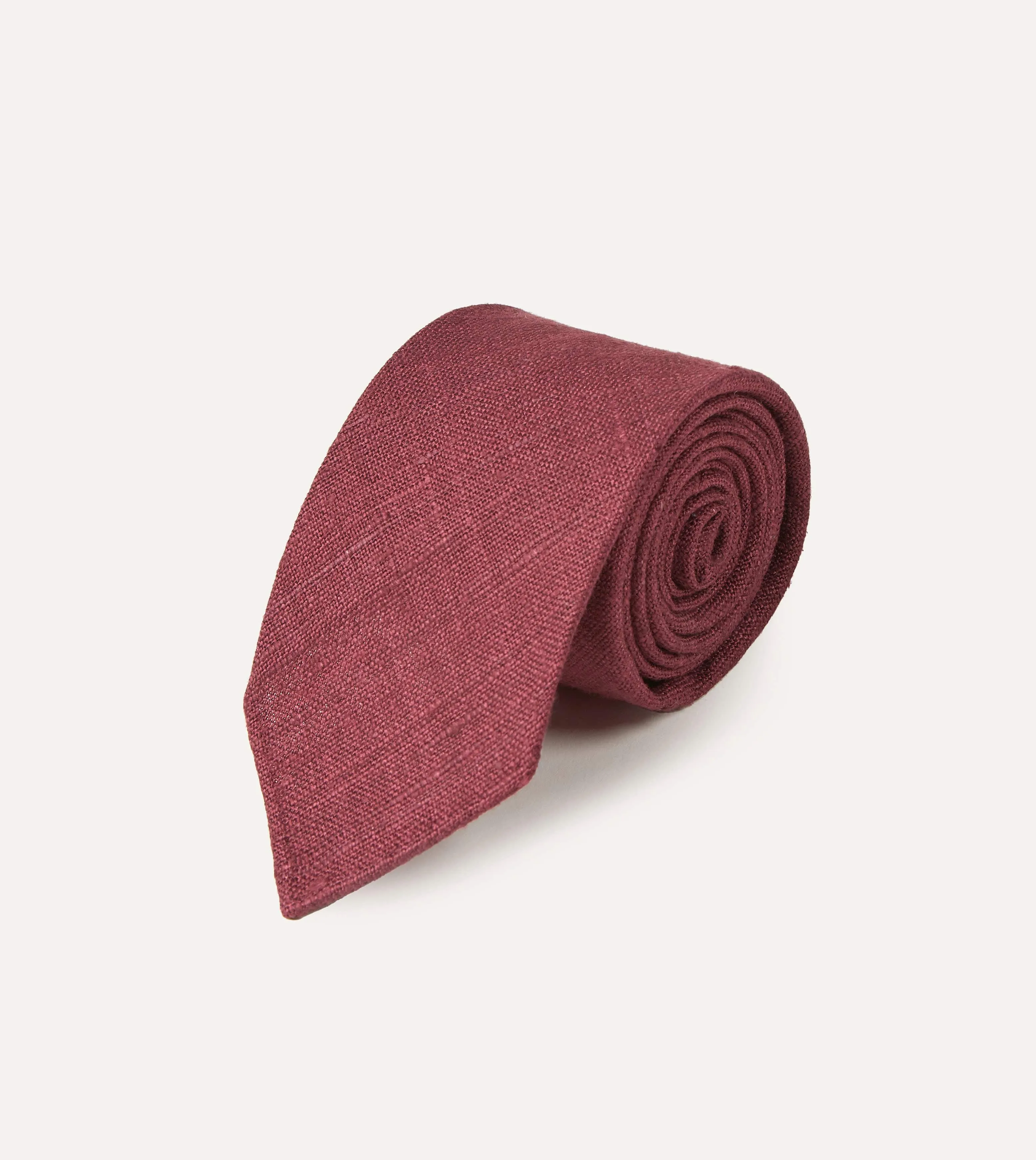 Burgundy Tussah Hand Rolled Silk Tie sold by Drake's London product image thumbnail 2
