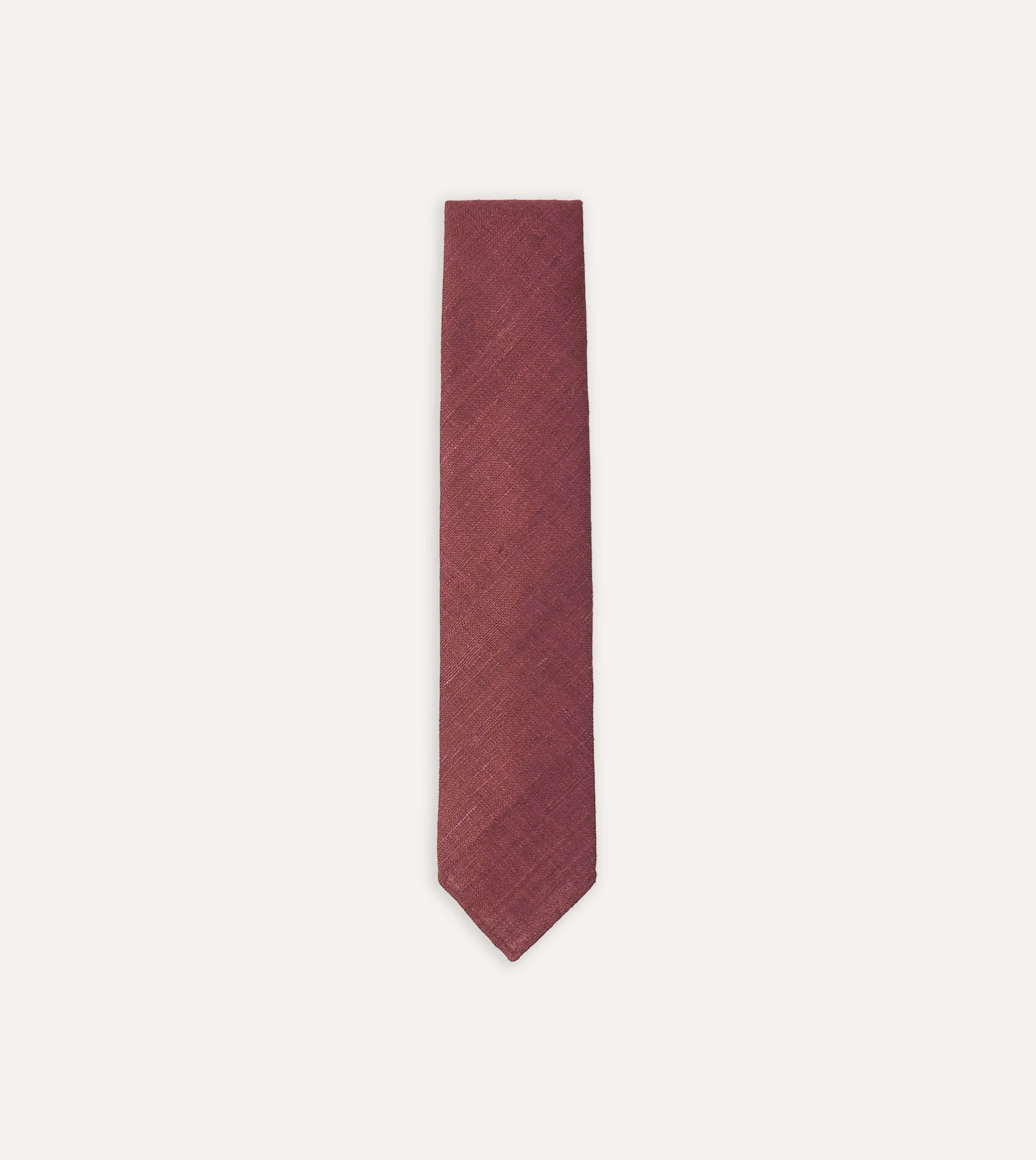 Burgundy Tussah Hand Rolled Silk Tie sold by Drake's London