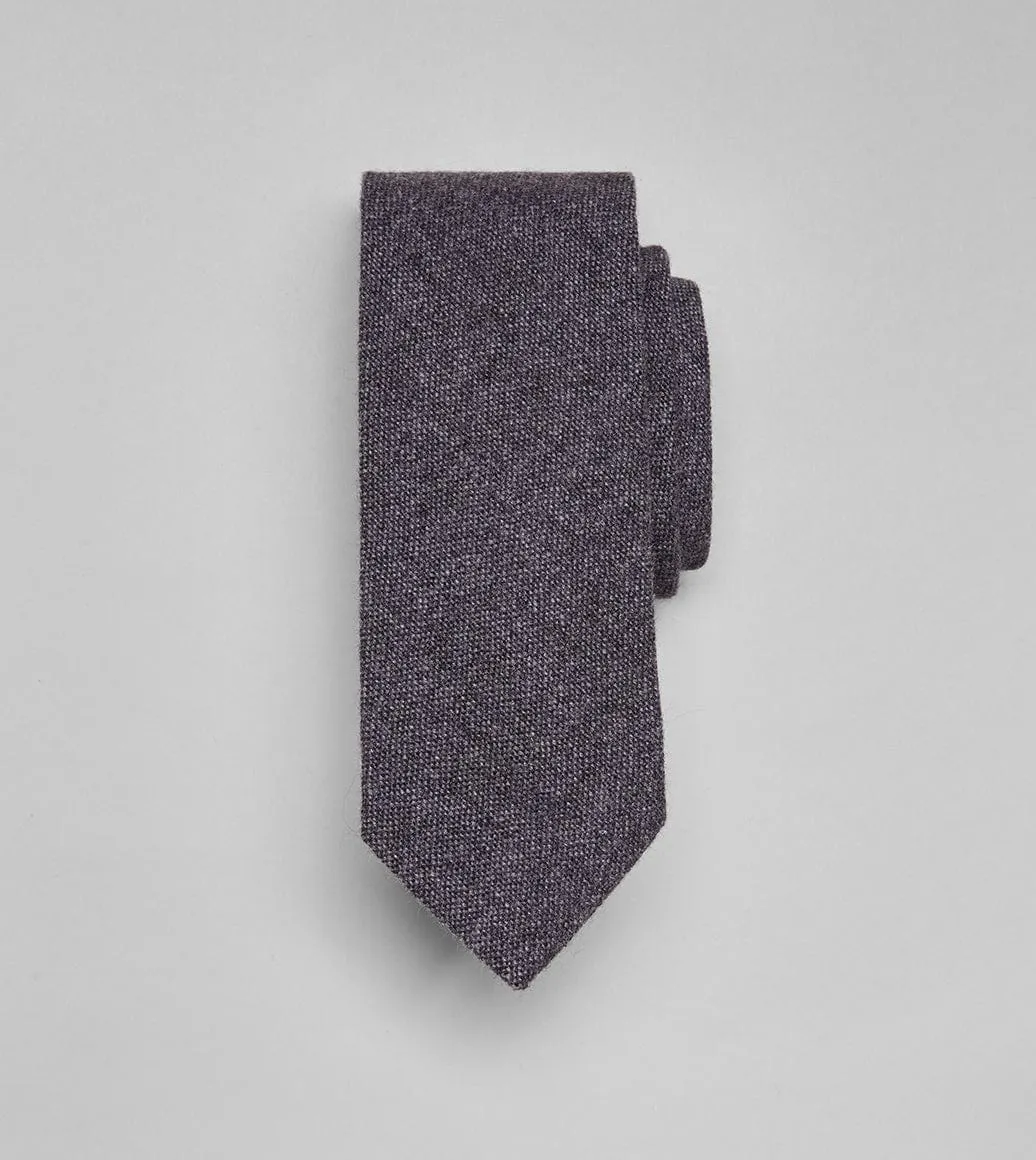 Grey Pure Cashmere Solid Tipped Tie sold by Drake's London