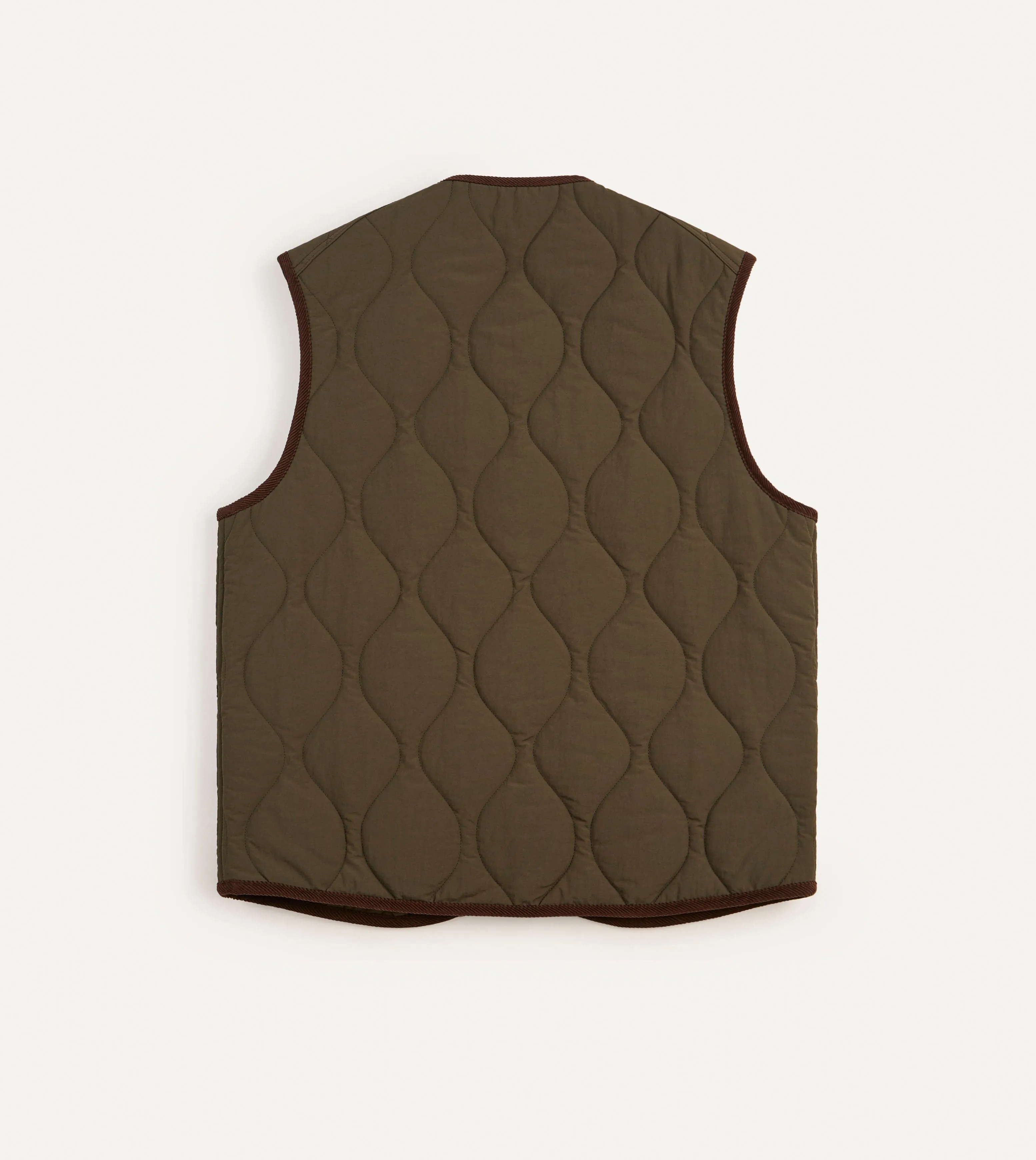 Olive Quilted Nylon Zip Vest sold by Drake's London product image thumbnail 5