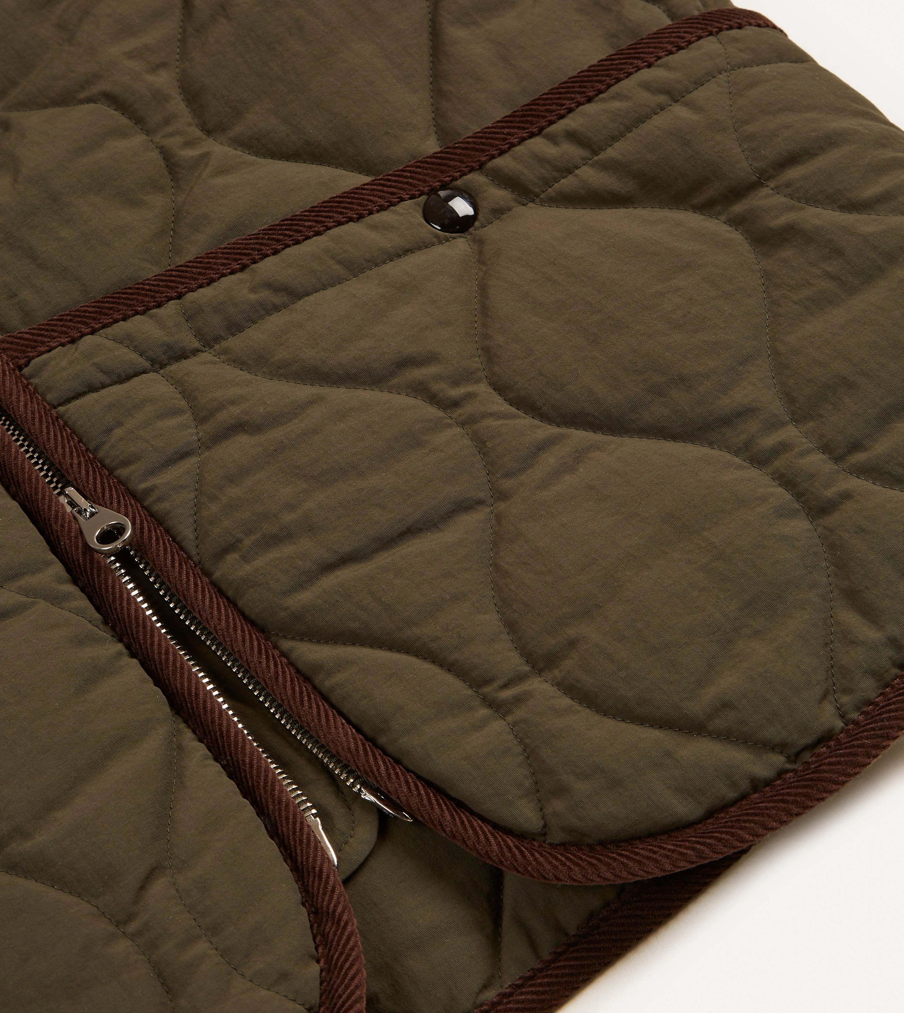 Olive Quilted Nylon Zip Vest sold by Drake's London product image thumbnail 4