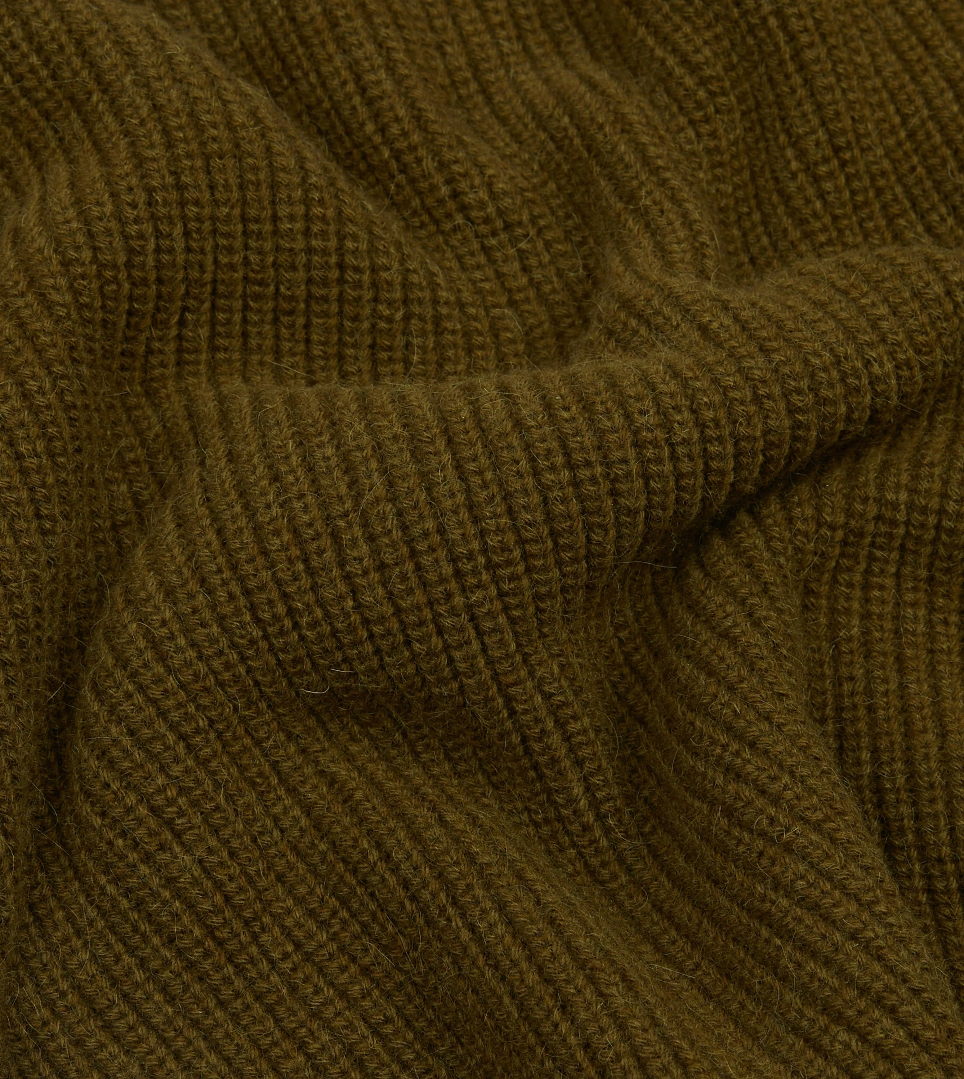 Olive Green Alpaca Lambswool Ribbed Integral Collar Jumper sold by Drake's London product image thumbnail 2