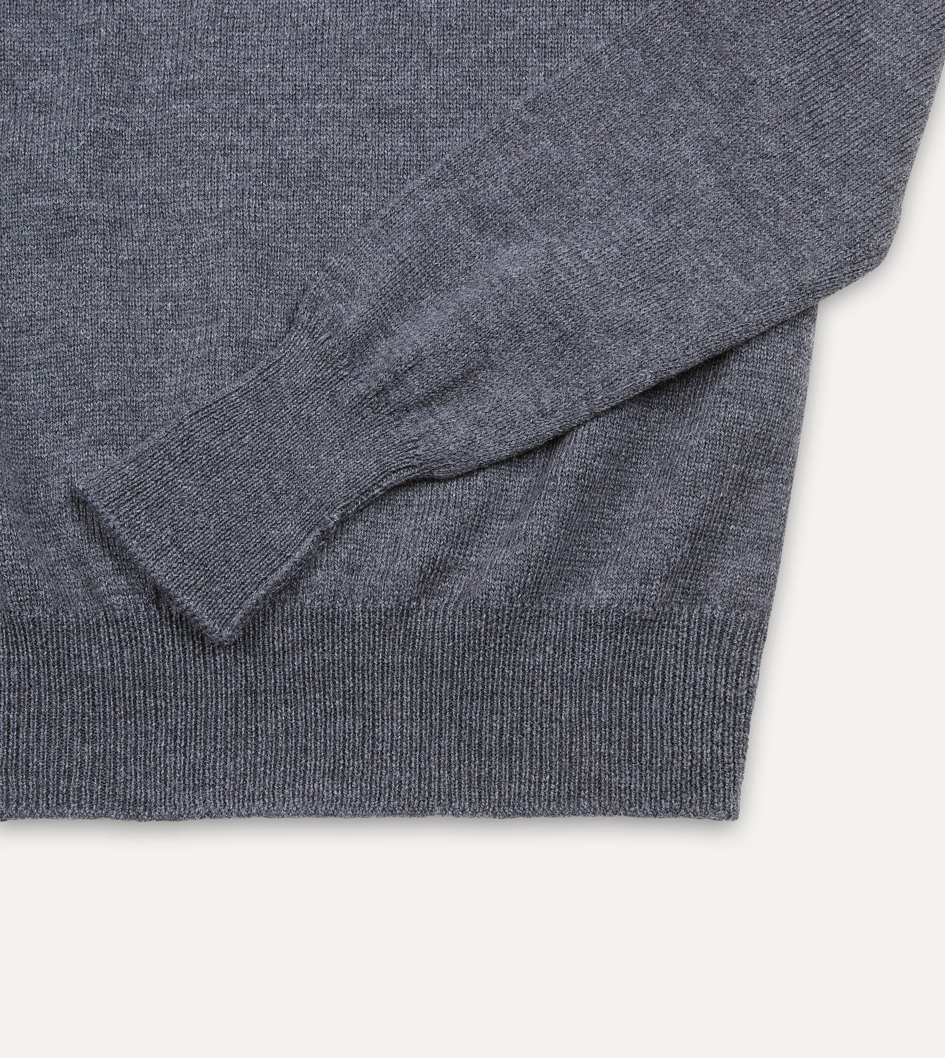 Grey Melange Merino Crew Neck Jumper sold by Drake's London product image thumbnail 5