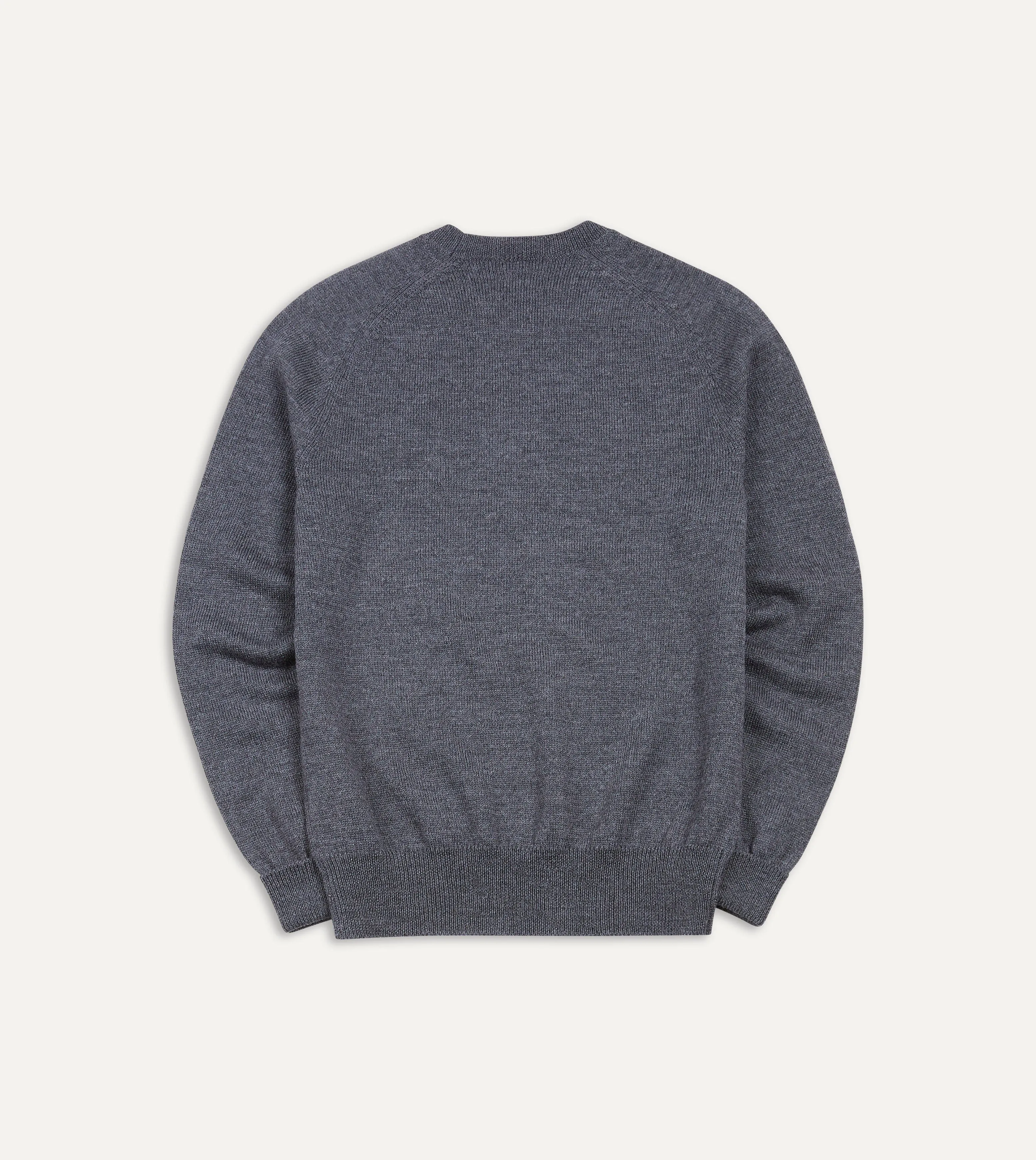 Grey Melange Merino Crew Neck Jumper sold by Drake's London product image thumbnail 4