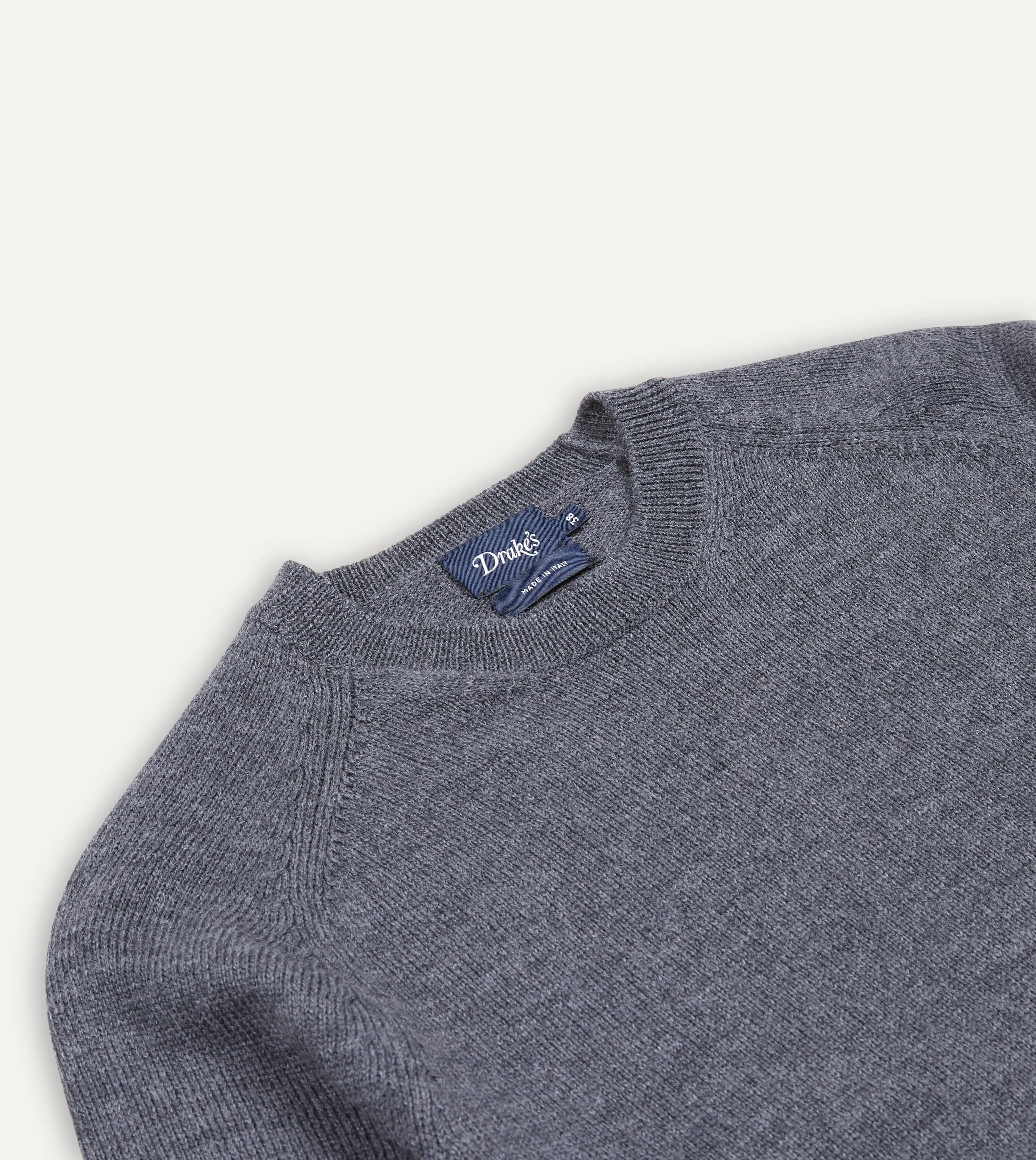 Grey Melange Merino Crew Neck Jumper sold by Drake's London product image thumbnail 3