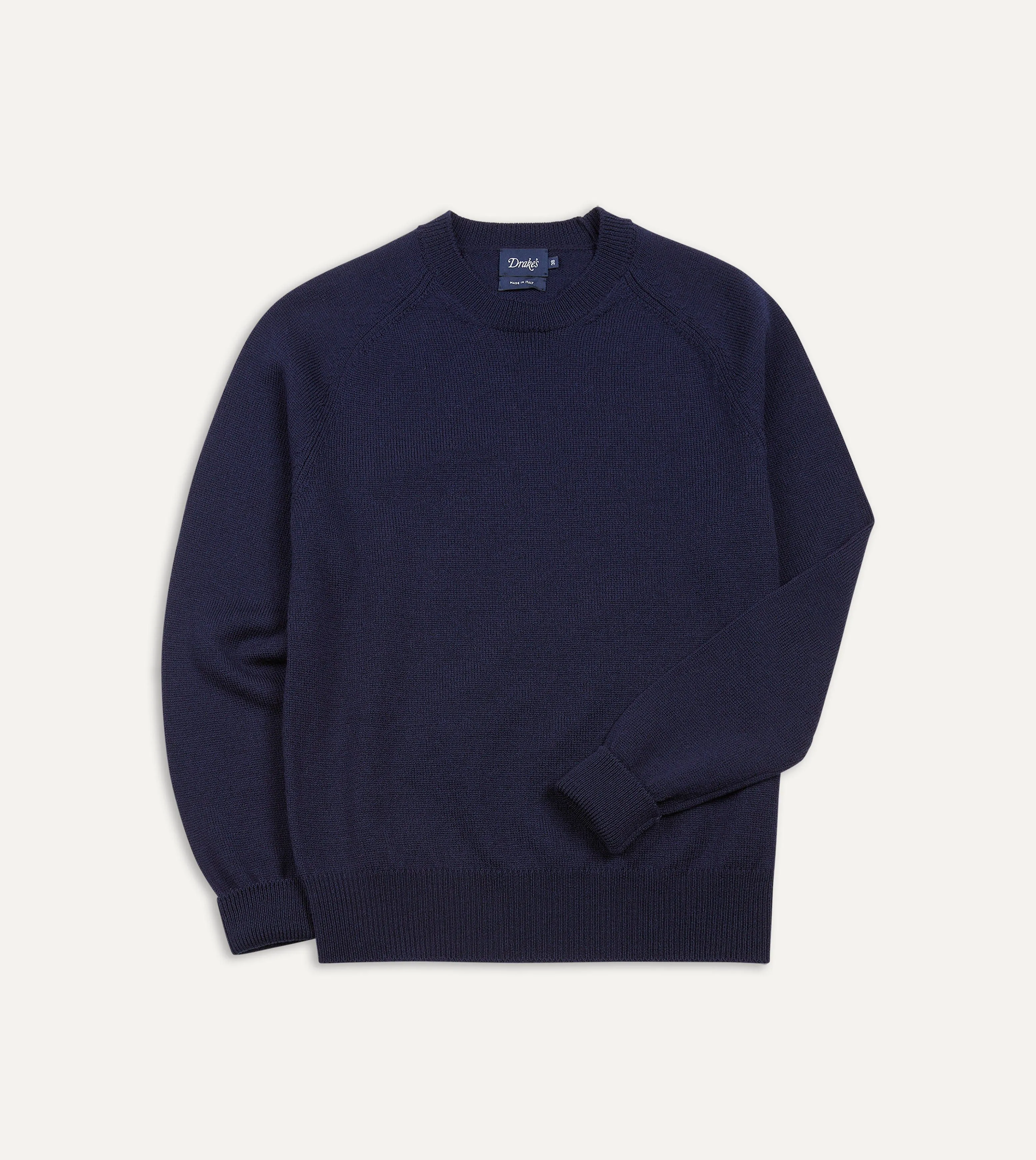 Navy Merino Crew Neck Jumper sold by Drake's London