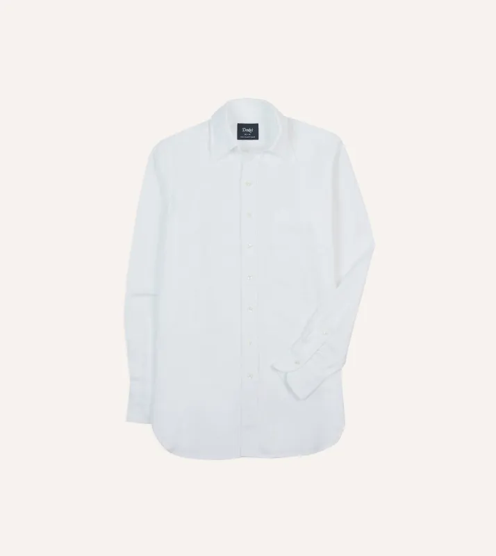 White Cotton Oxford Cloth Long Point Collar Shirt sold by Drake's London