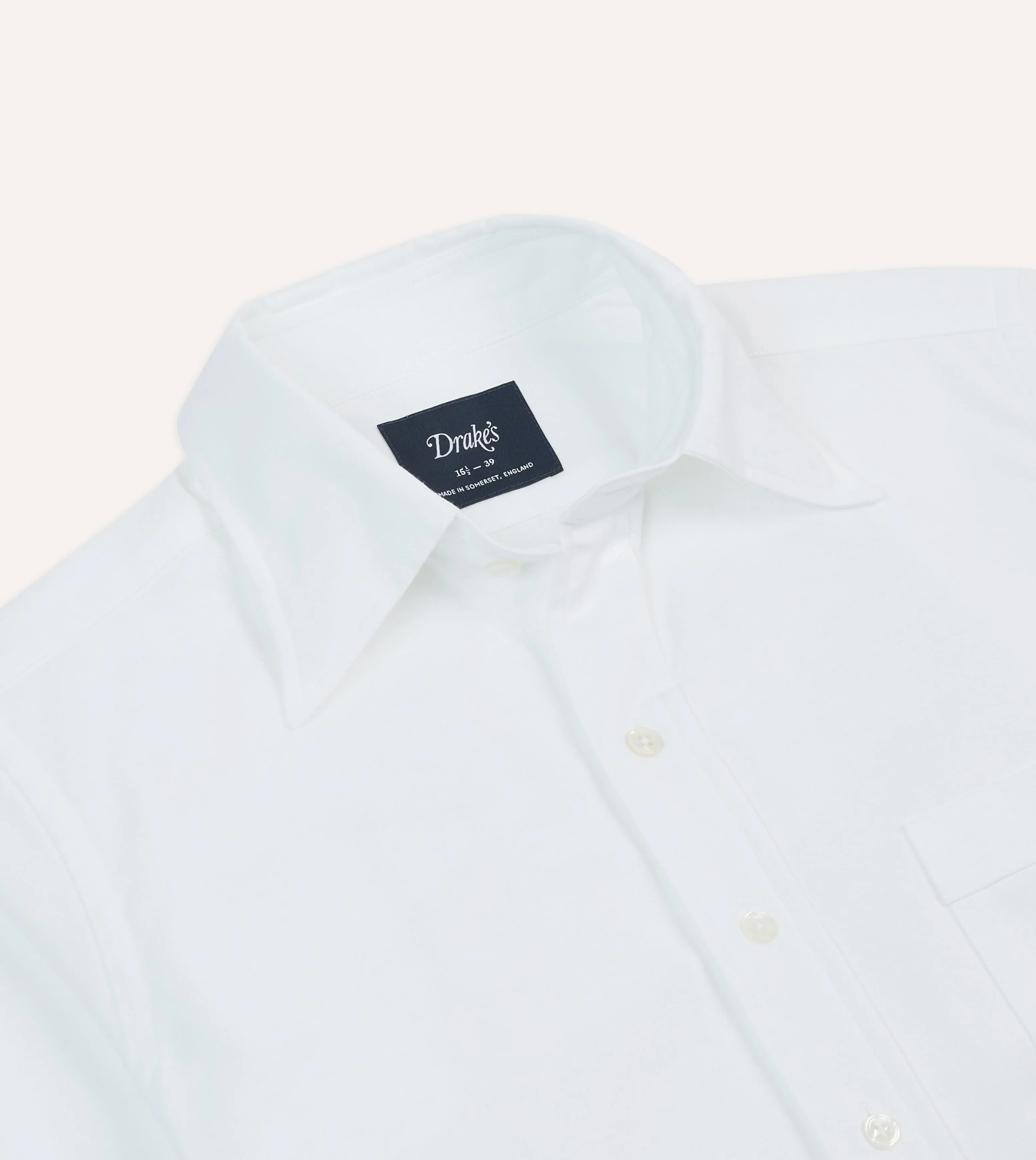 White Cotton Oxford Cloth Long Point Collar Shirt sold by Drake's London product image thumbnail 3